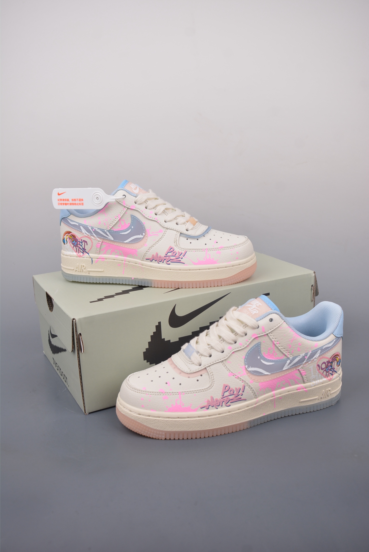 260 Nike Air Force 1 Low 520蓝粉爱心 CW1574-058