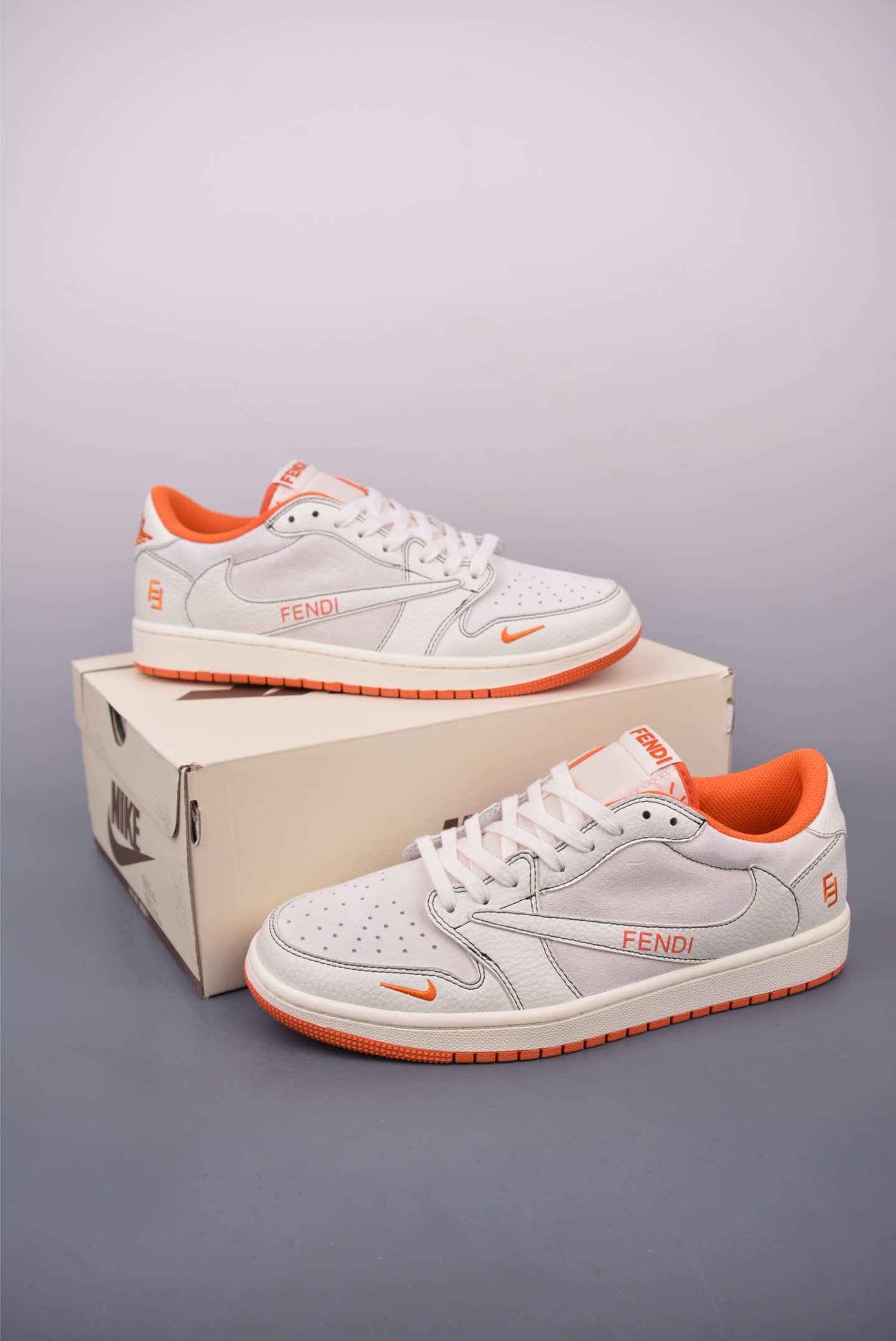 Fendi Air Jordan 1 Low Sneakers Orange and White Designer Shoes 5 i1746751145268 3401 0 4