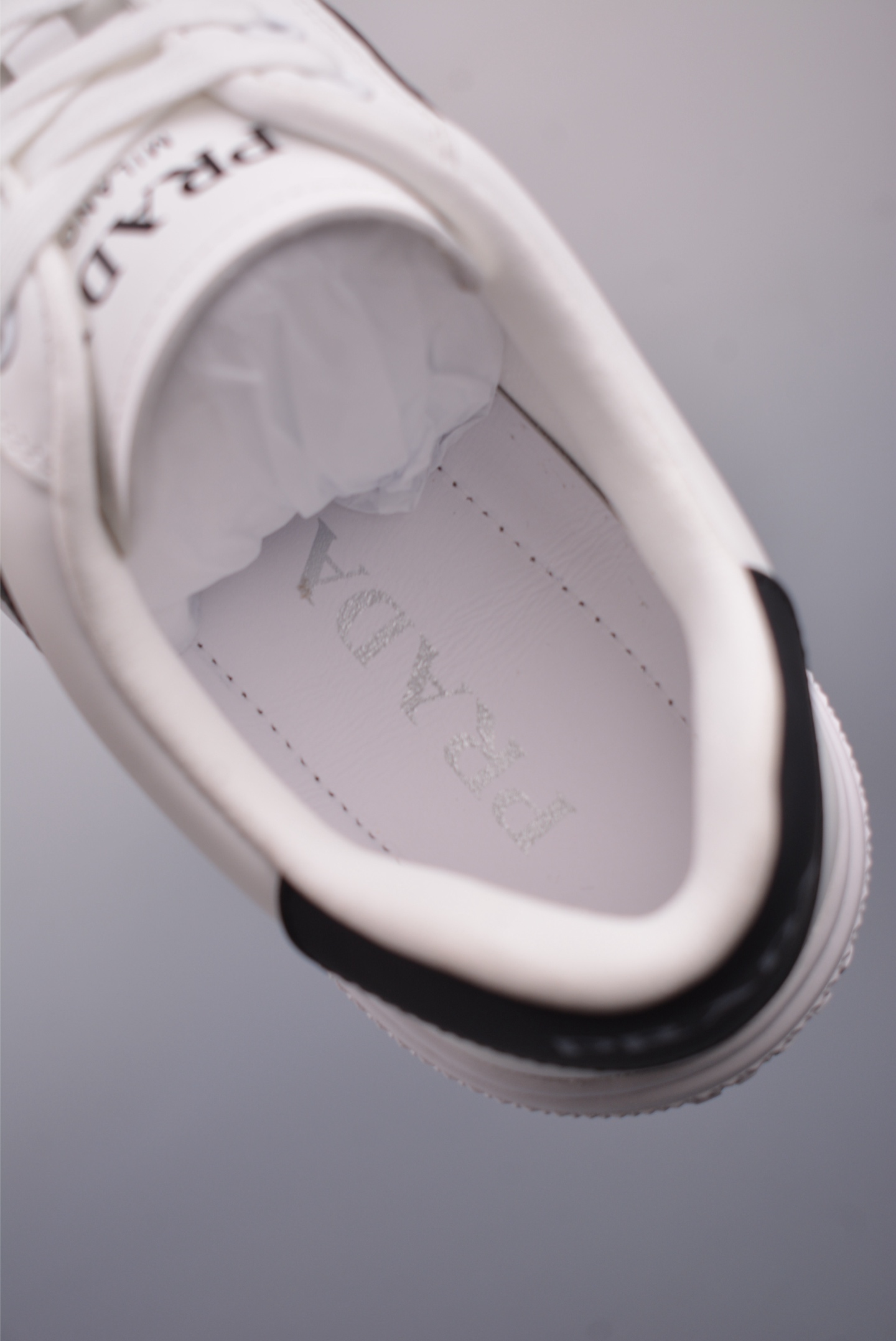 Prada Men's White Leather Low-Top Sneakers with Black Stripe Detail 9 i1746917496983 50 0 8