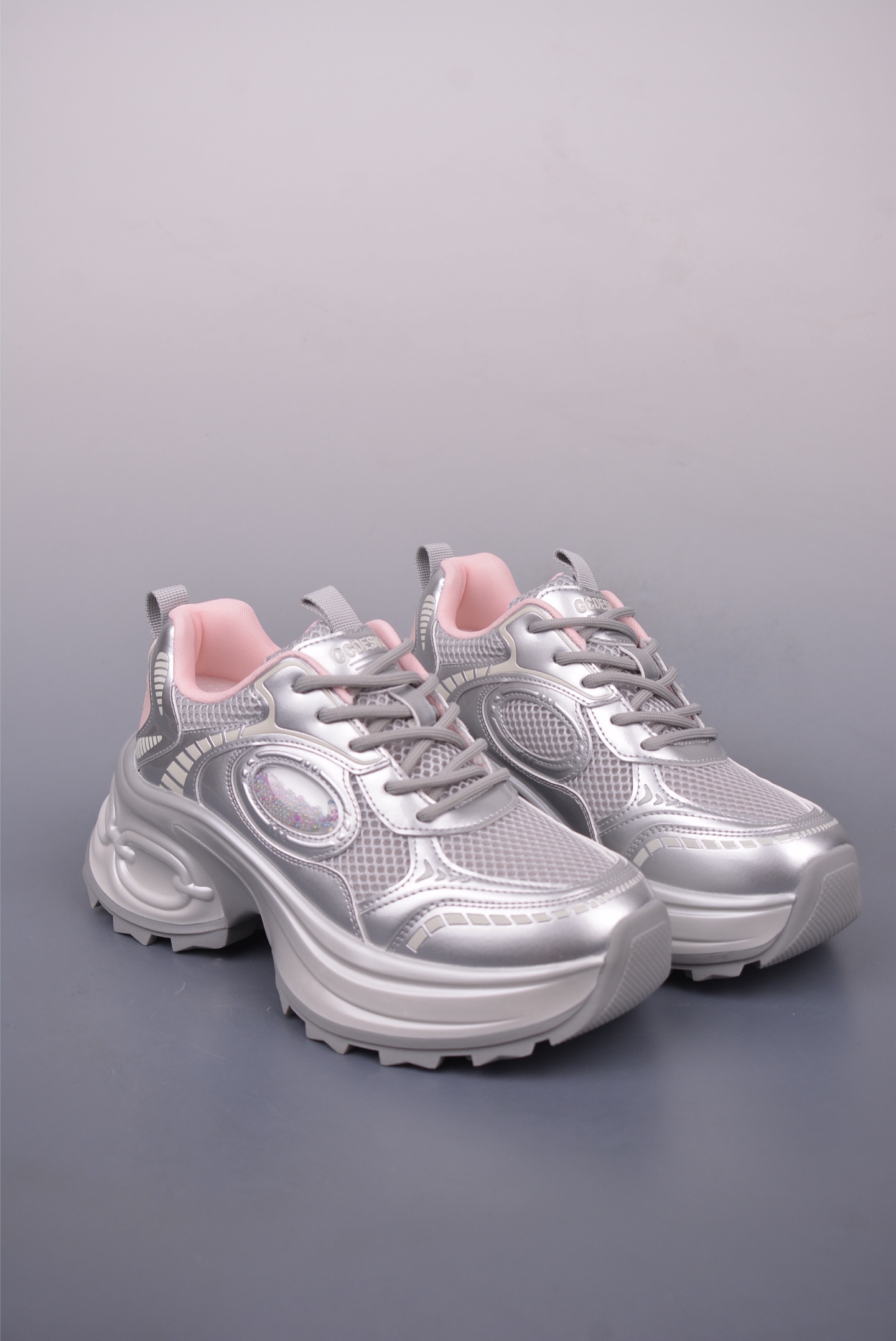 Gucci Chunky Low Platform Sneakers - Silver Mesh Dad Shoes - Height Increasing 1 i1746993424224 3261 0 0