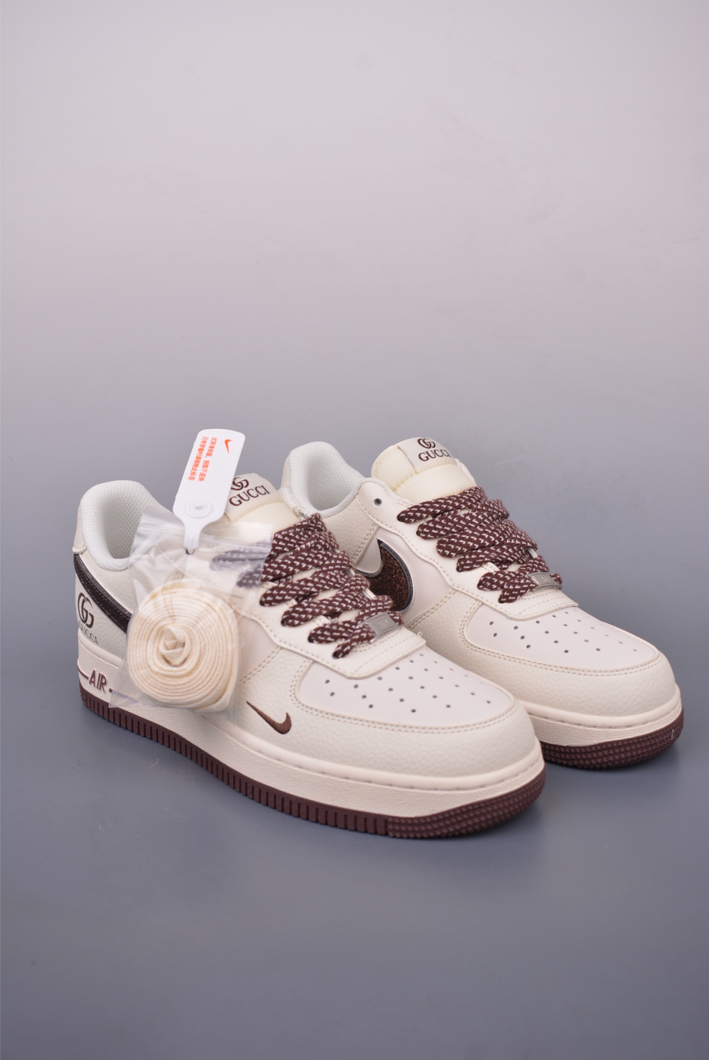 Nike Air Force 1 Low Gucci Cream Brown Sneakers Unisex Designer Shoes