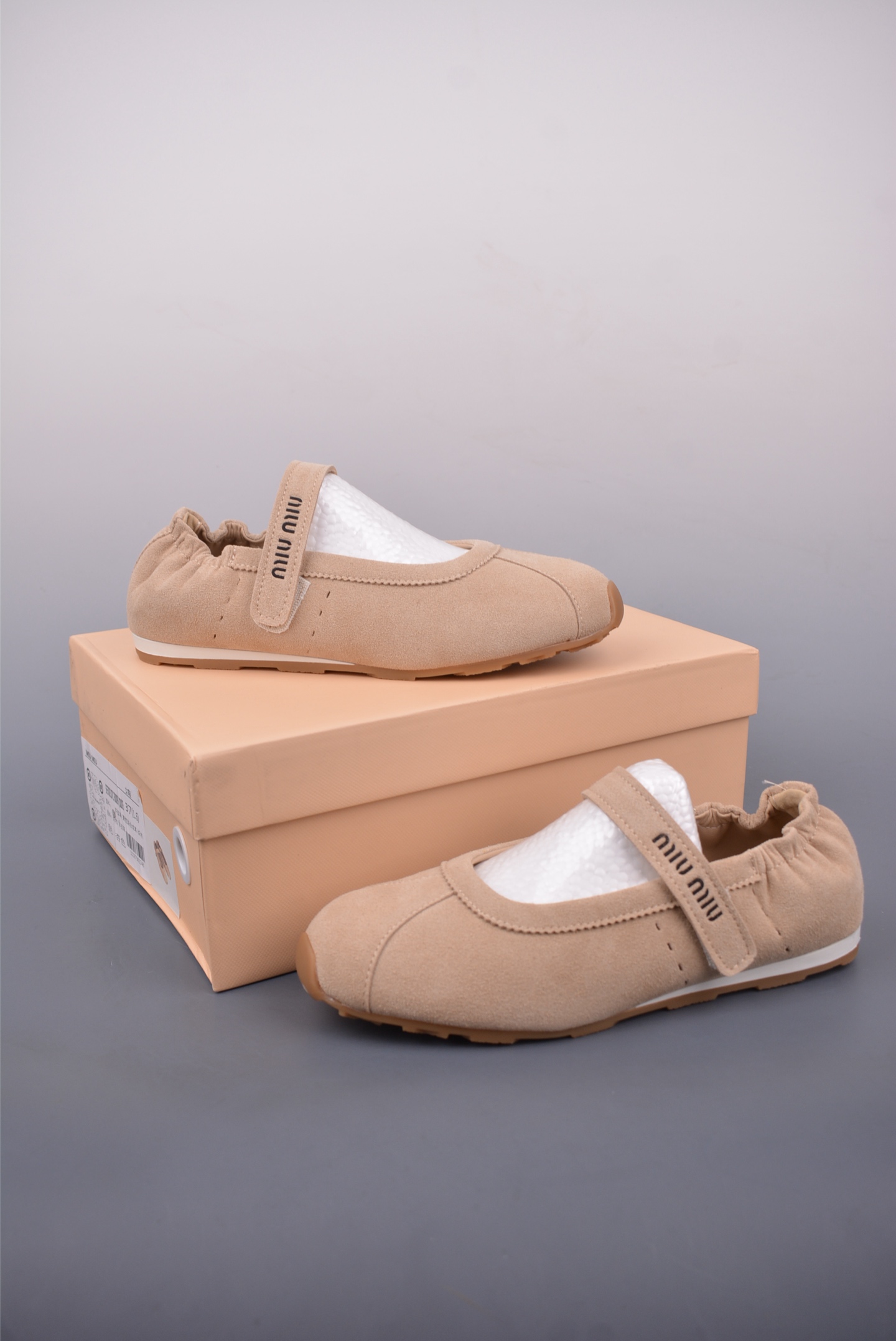 Miu Miu Women's Mary Jane Ballerina Flats Suede Beige Size 35-40 5 i1747127406997 4216 0 4