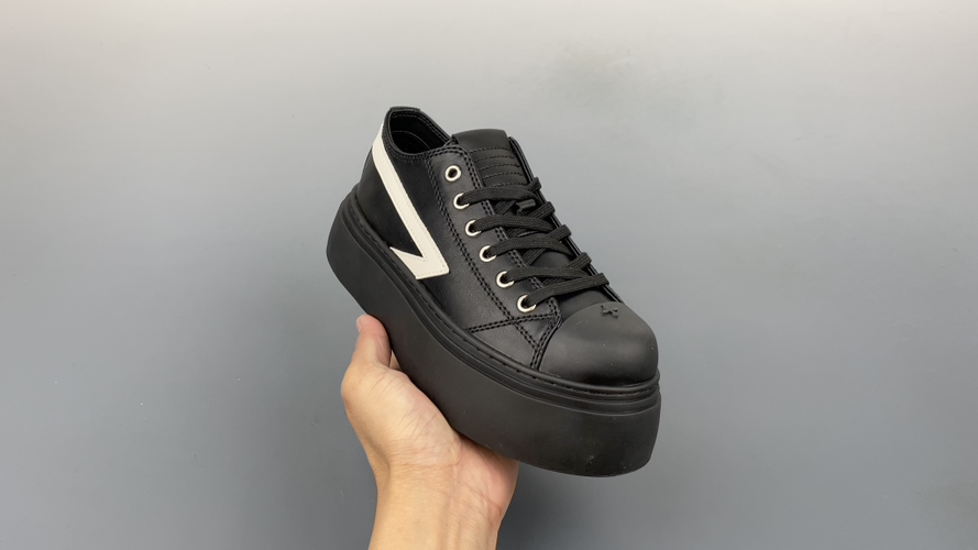 Smfk Garden Vintage Skate Low Platform Sneakers - Black Leather, Retro Style