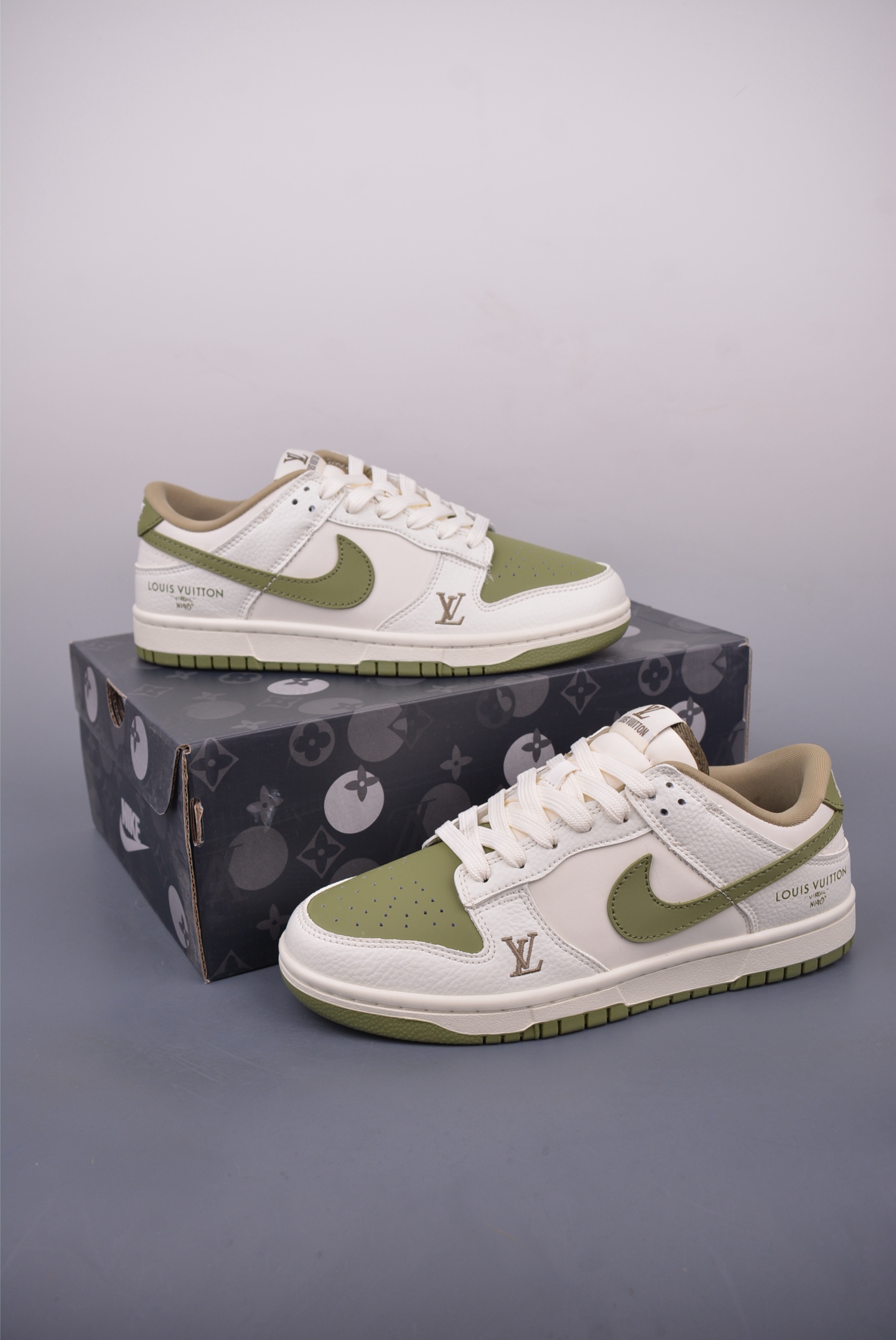 Louis Vuitton Nike SB Dunk Low DIY Sneakers - Blue Denim Luxury Shoes 2 i1747441321902 573 0 1
