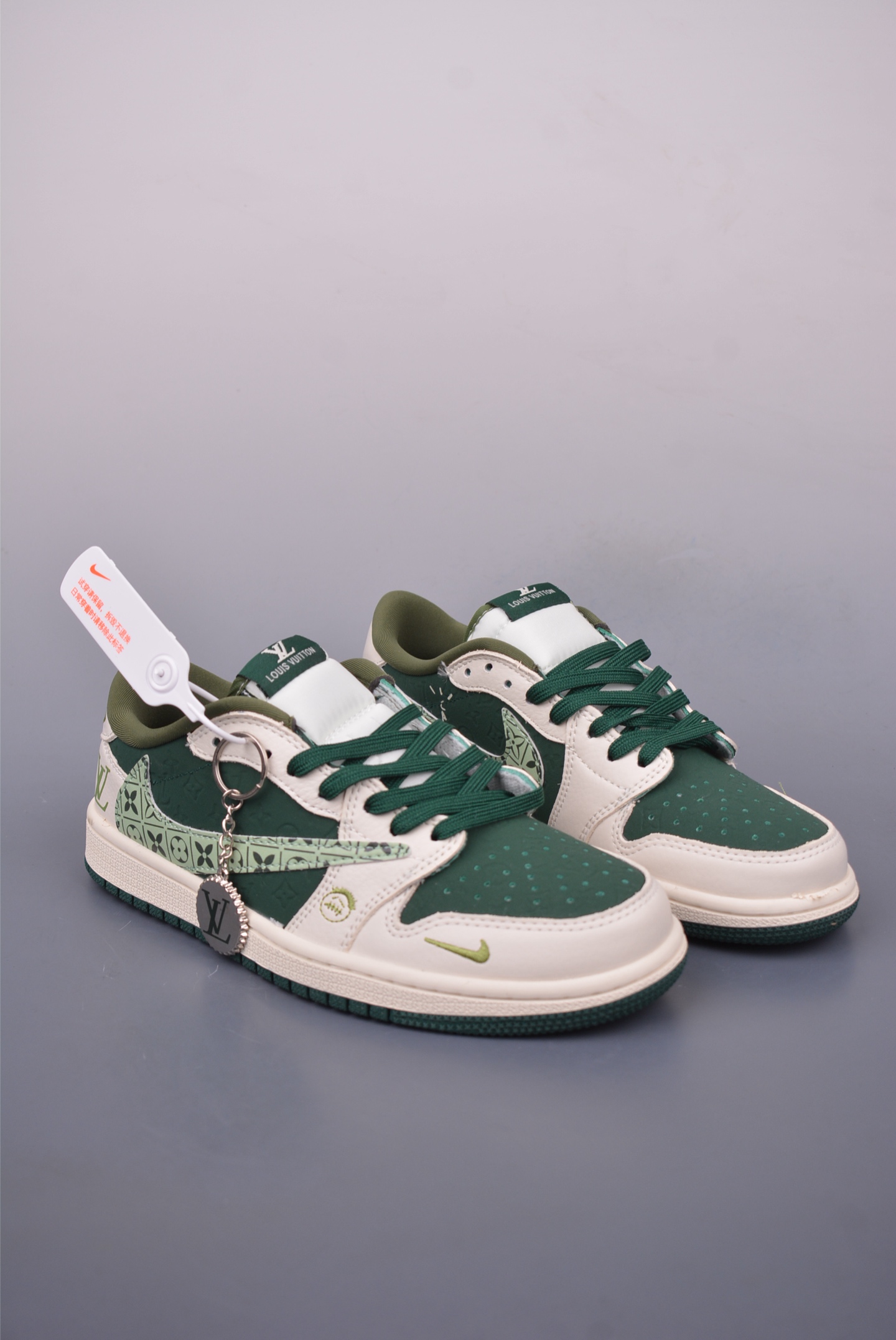 Louis Vuitton x Air Jordan 1 Low Green Collaboration Sneakers