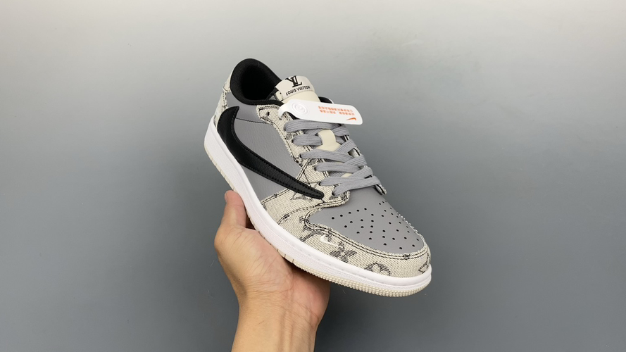 Fragment Travis Scott Louis Vuitton Air Jordan 1 Low Reverse Swoosh Shoe