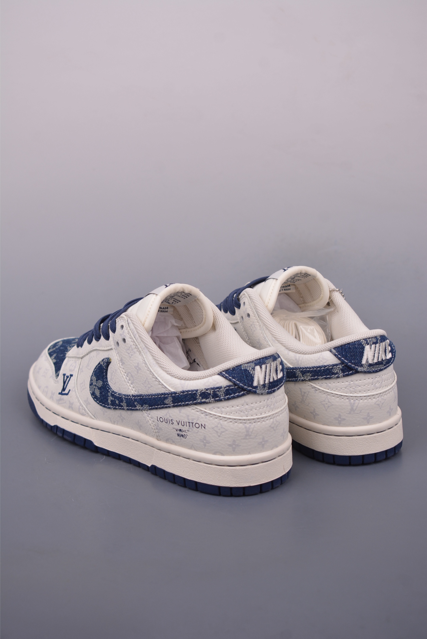 Louis Vuitton x Nike SB Dunk Low White Blue Denim Sneakers (Various Sizes) 2 i1747780286549 8124 0 1
