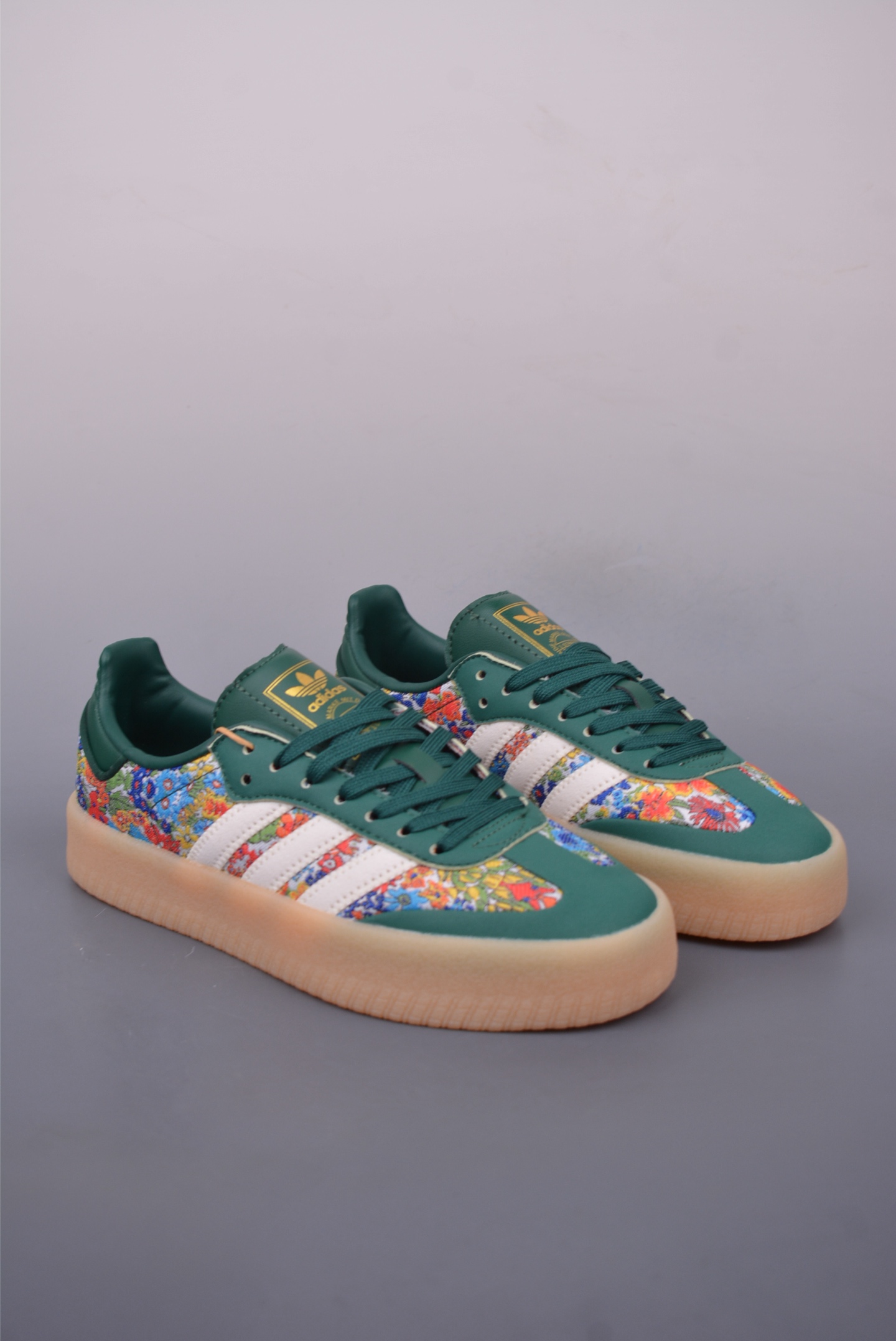 Adidas Samba Valentine's Day Floral Green Platform Casual Sneakers