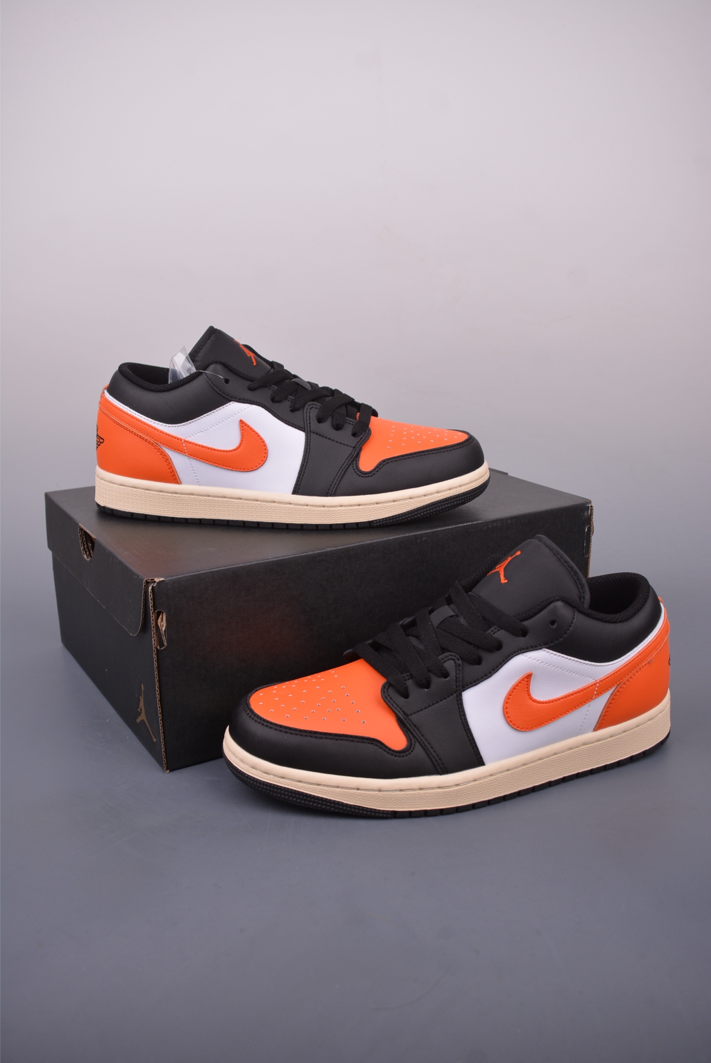 Air Jordan 1 Low Black/White/Orange Leather Basketball Shoes for Men 5 i1747941101428 8705 0 4