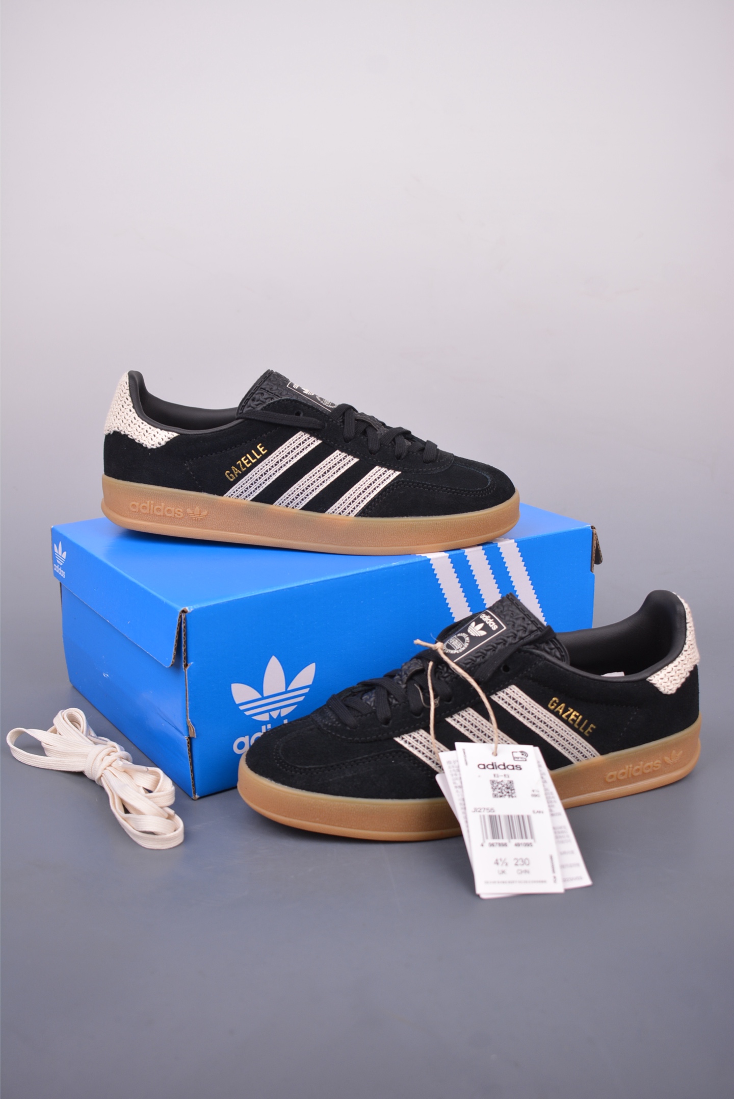 adidas Originals Gazelle INdoor 三叶草休闲防滑耐磨低帮板鞋 纯 JI2755
