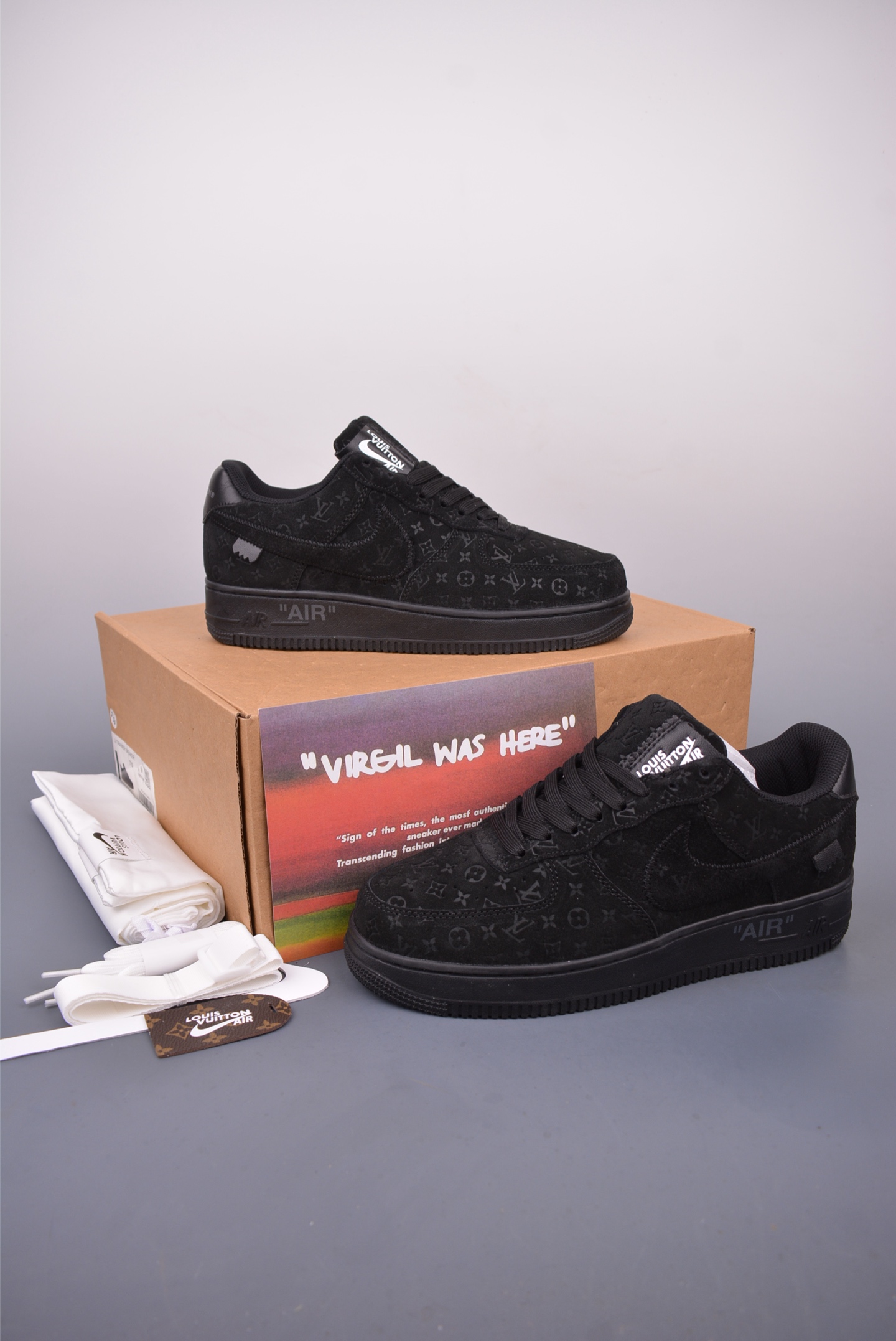 Nike Air Force 1 Low Louis Vuitton Black Suede Sneakers Size 40-46 6 i1748128174710 7466 0 4