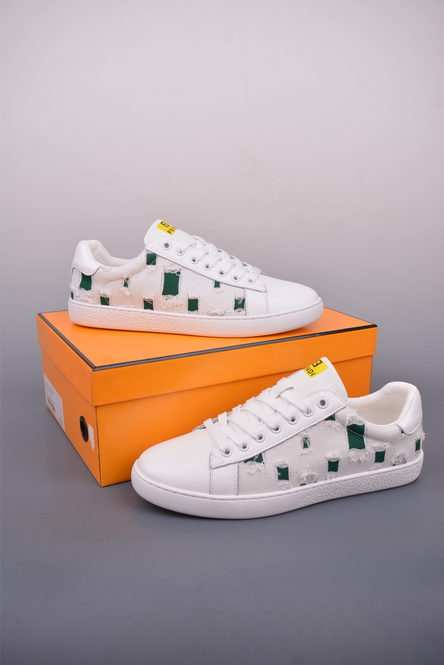 Fendi Men's White Leather Low-Top Sneakers With Black Graphic Details 3 i1748214093840 9736 0 1