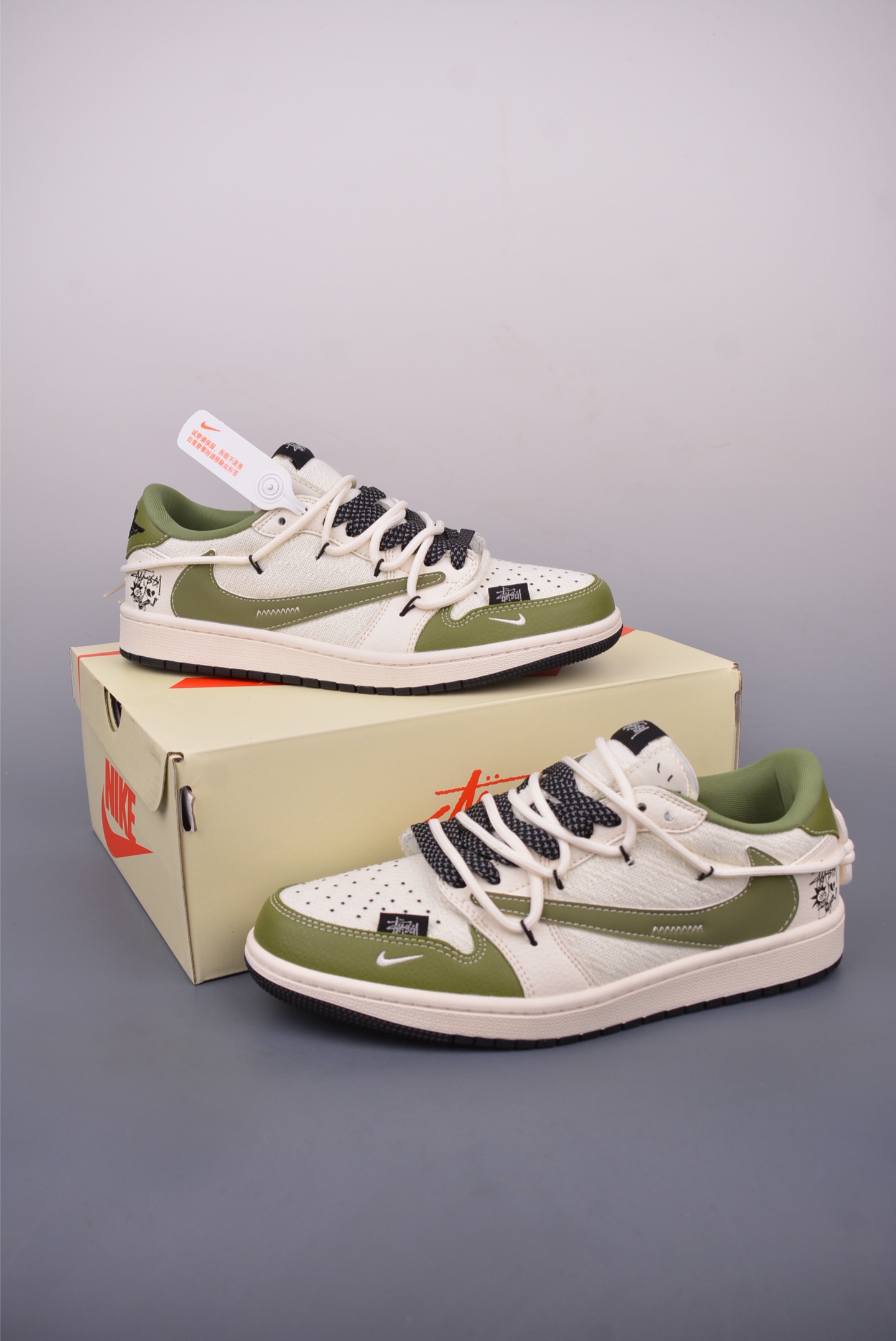Fragment x Travis Scott x 克罗心 绑带解构 Air Jordan 1 Low 三方联名倒钩 DM6868-104
