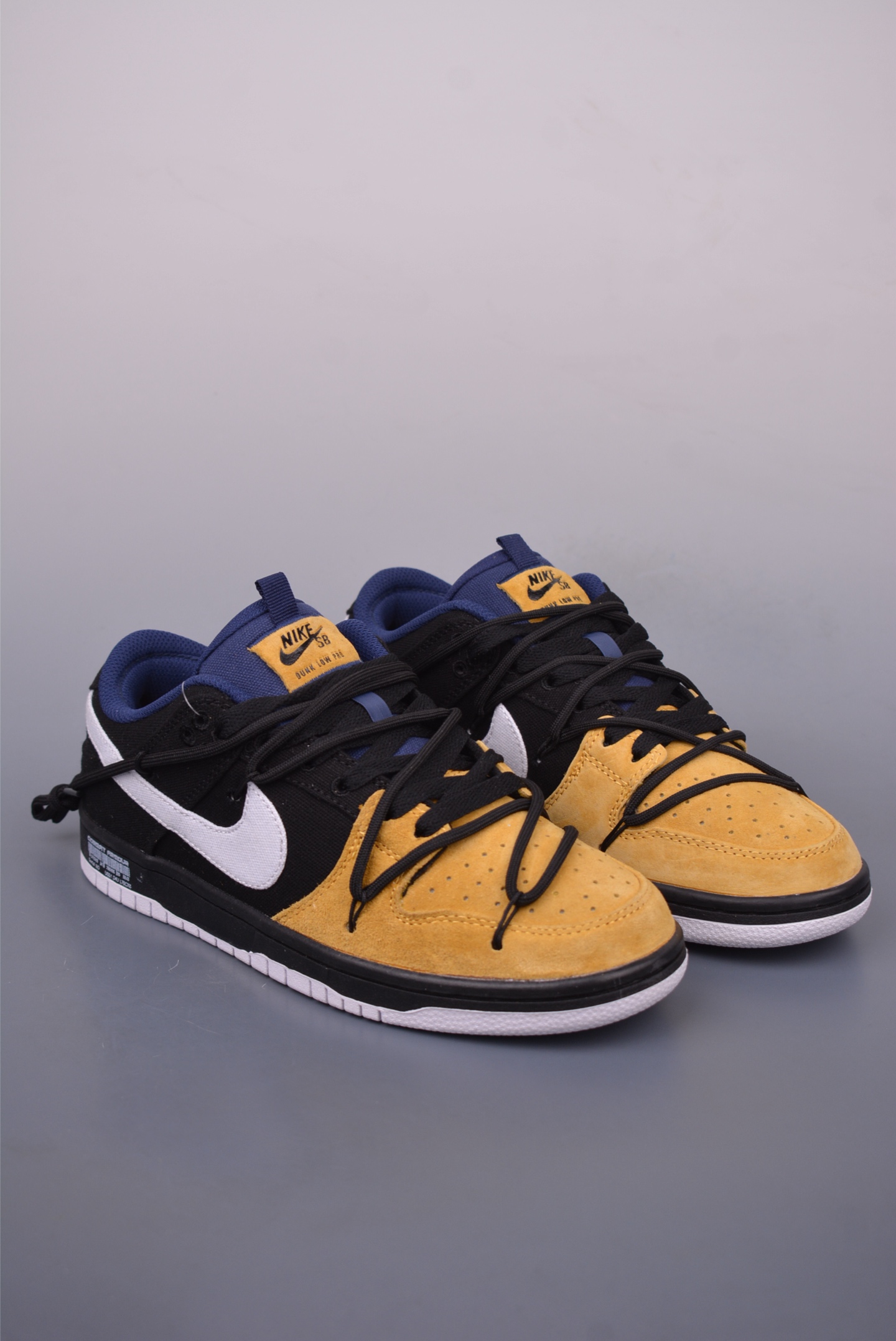 Nike SB Dunk Low Black/Yellow Canvas Deconstructed Drawstring Laces Shoes 1 i1748304391438 5279 0 0