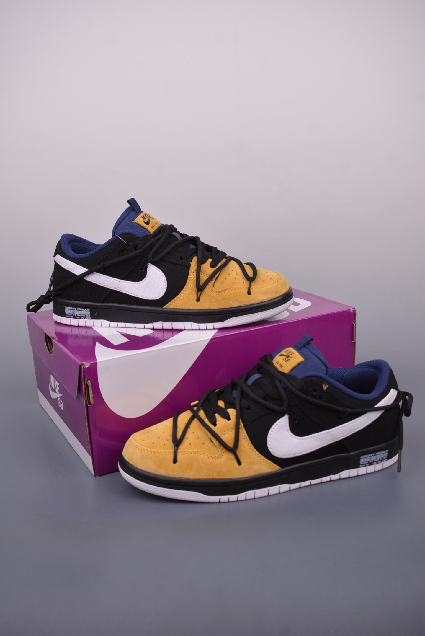 Nike SB Dunk Low Black/Yellow Canvas Deconstructed Drawstring Laces Shoes 5 i1748304391483 7593 0 4