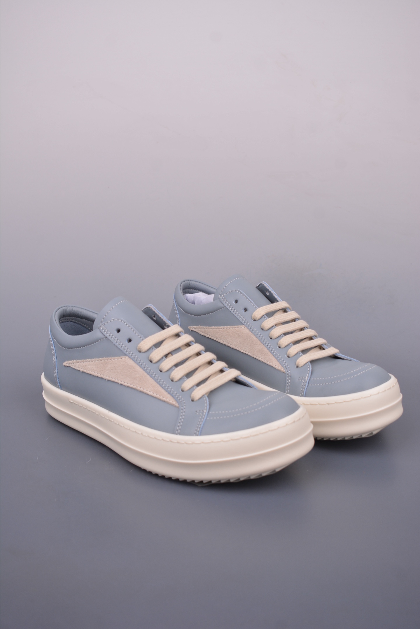 Rick Owens RO Mega Low-Top Sneakers - Haze Blue Leather, Stylish & Durable 1 i1748304827428 5560 0 0