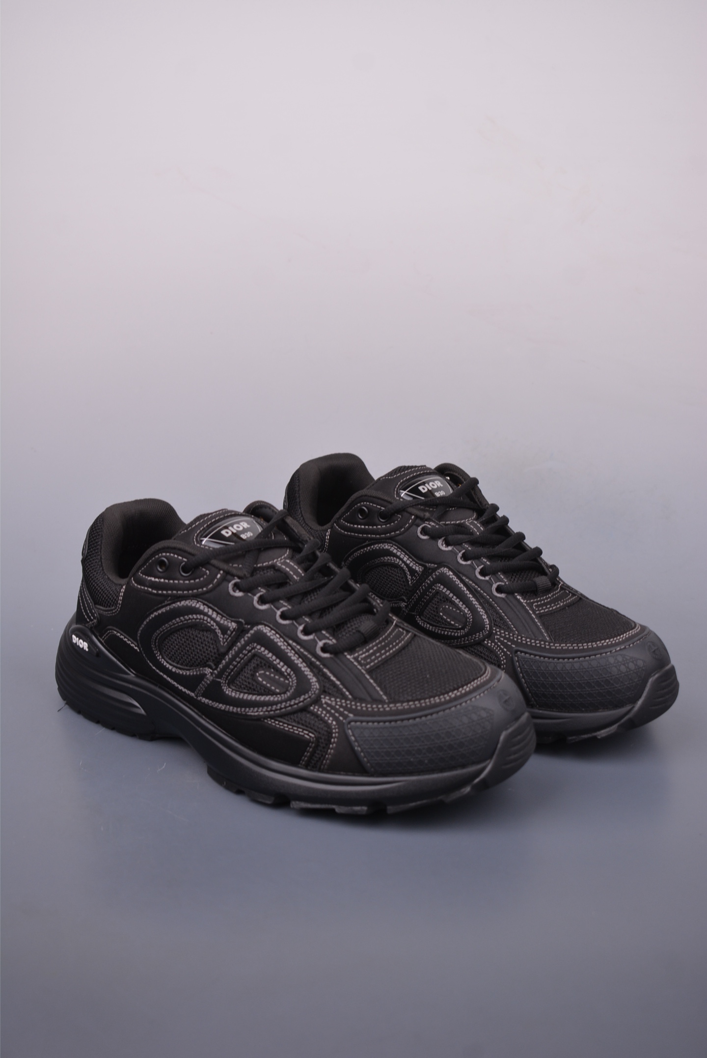 Dior B30 Black Mesh & Tech Fabric Sneakers with Reflective 'CD30' Signature 2 i1748387268967 831 0 0
