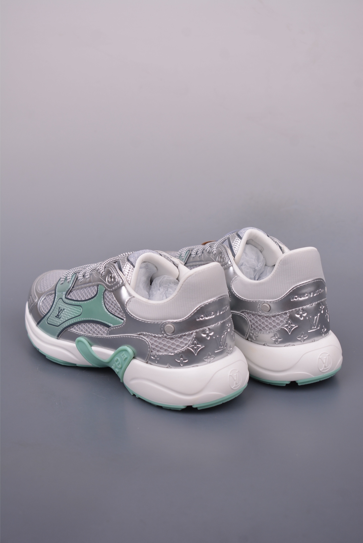 Louis Vuitton Olympia Sneakers: Silver and Mint Green, Breathable Mesh Design 2 i1748387860546 4204 0 1