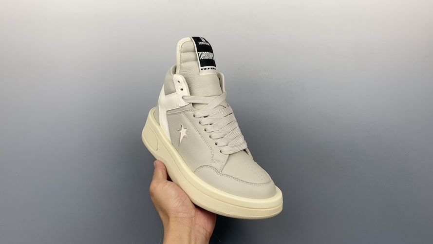 Rick Owens x Converse TURBODRK High-Top Sneakers - Gray/White Leather 3 Rick Owens x Converse TURBODRK High-Top Sneakers - Gray/White Leather