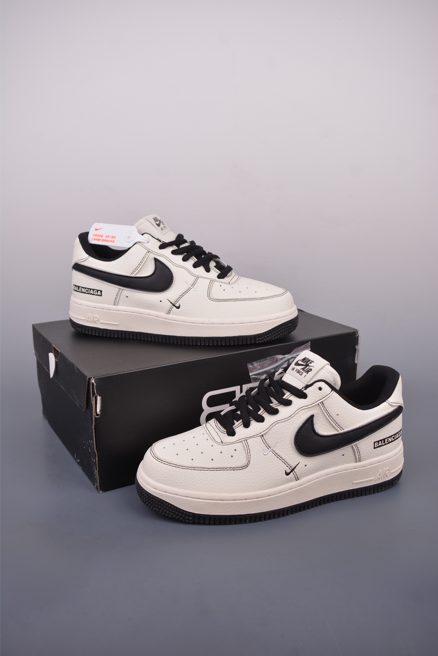 Nike Air Force 1 Low Balenciaga Cream White Black Unisex Sneakers 5 i1748666987750 2759 0 4