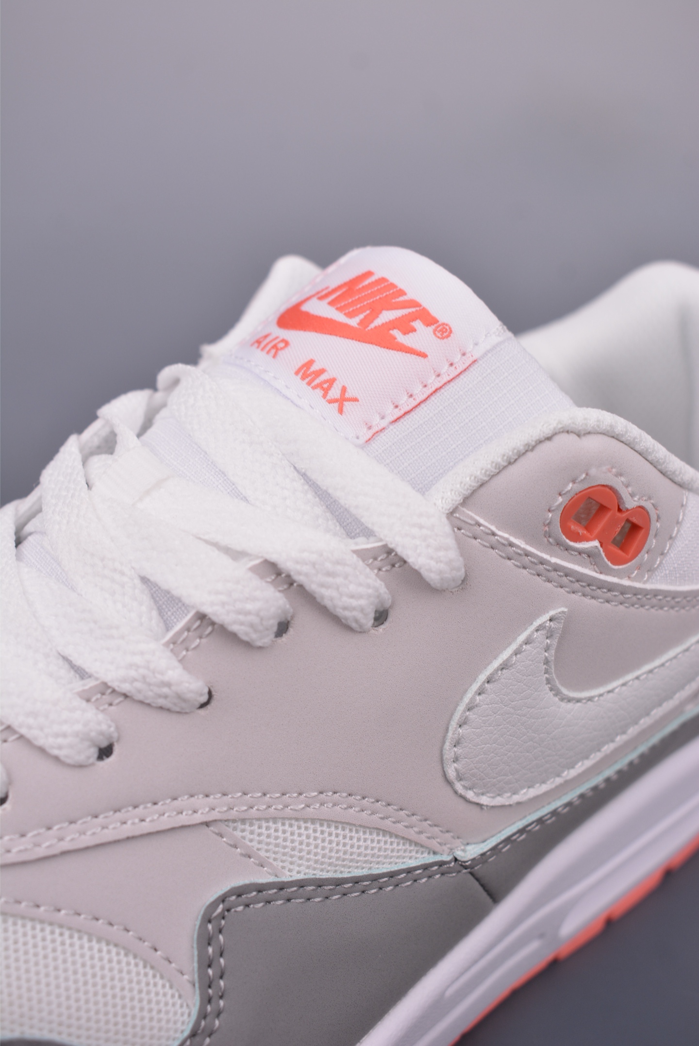Nike Air Max 1 Retro Sneakers, Grey/White/Coral Accents, Comfortable Fit 8 i1749162362264 3000 0 6
