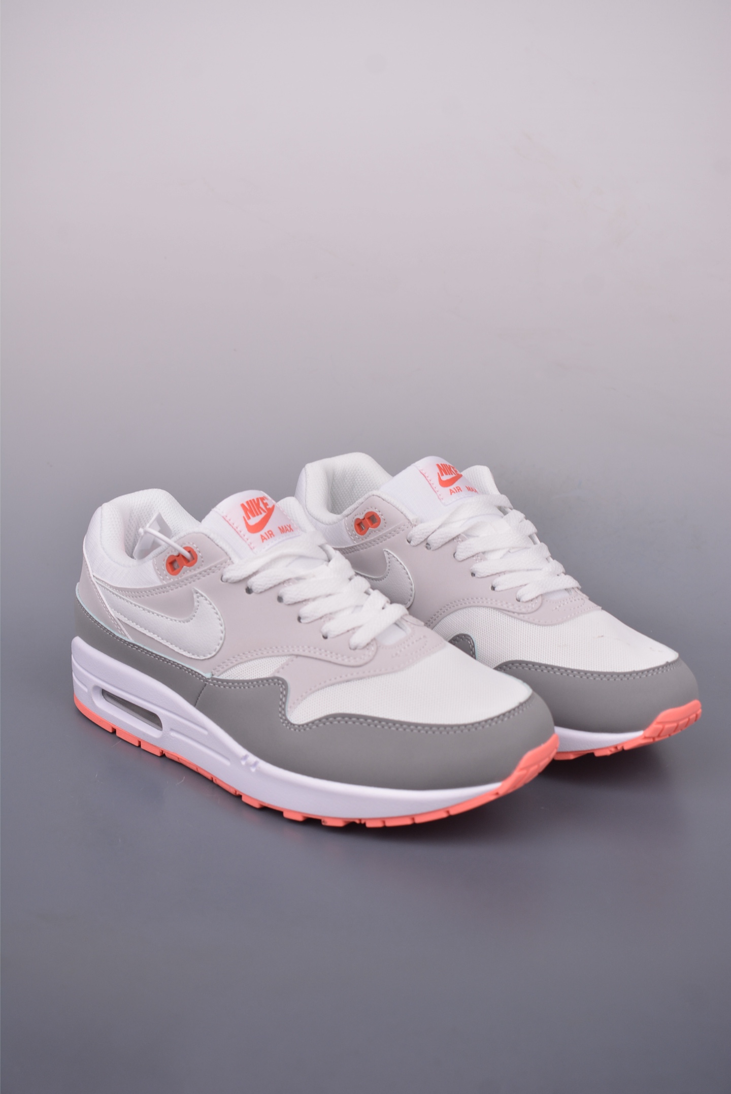 Nike Air Max 1 Retro Sneakers, Grey/White/Coral Accents, Comfortable Fit 2 i1749162363492 6714 0 0