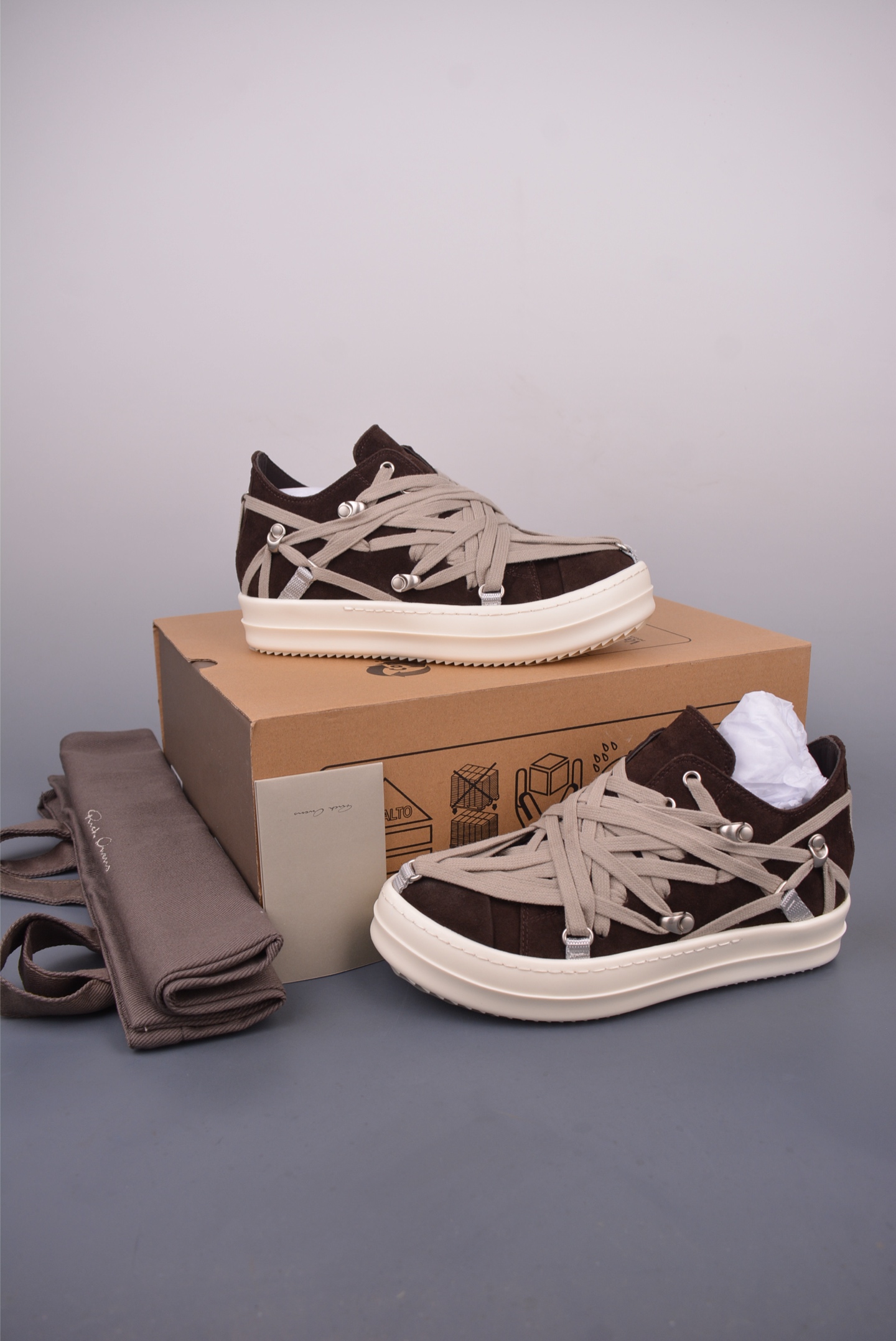 Rick Owens RO Mega Laced Low-Top Sneakers - Premium Leather, Unique Design 5 i1749251283721 8953 0 4