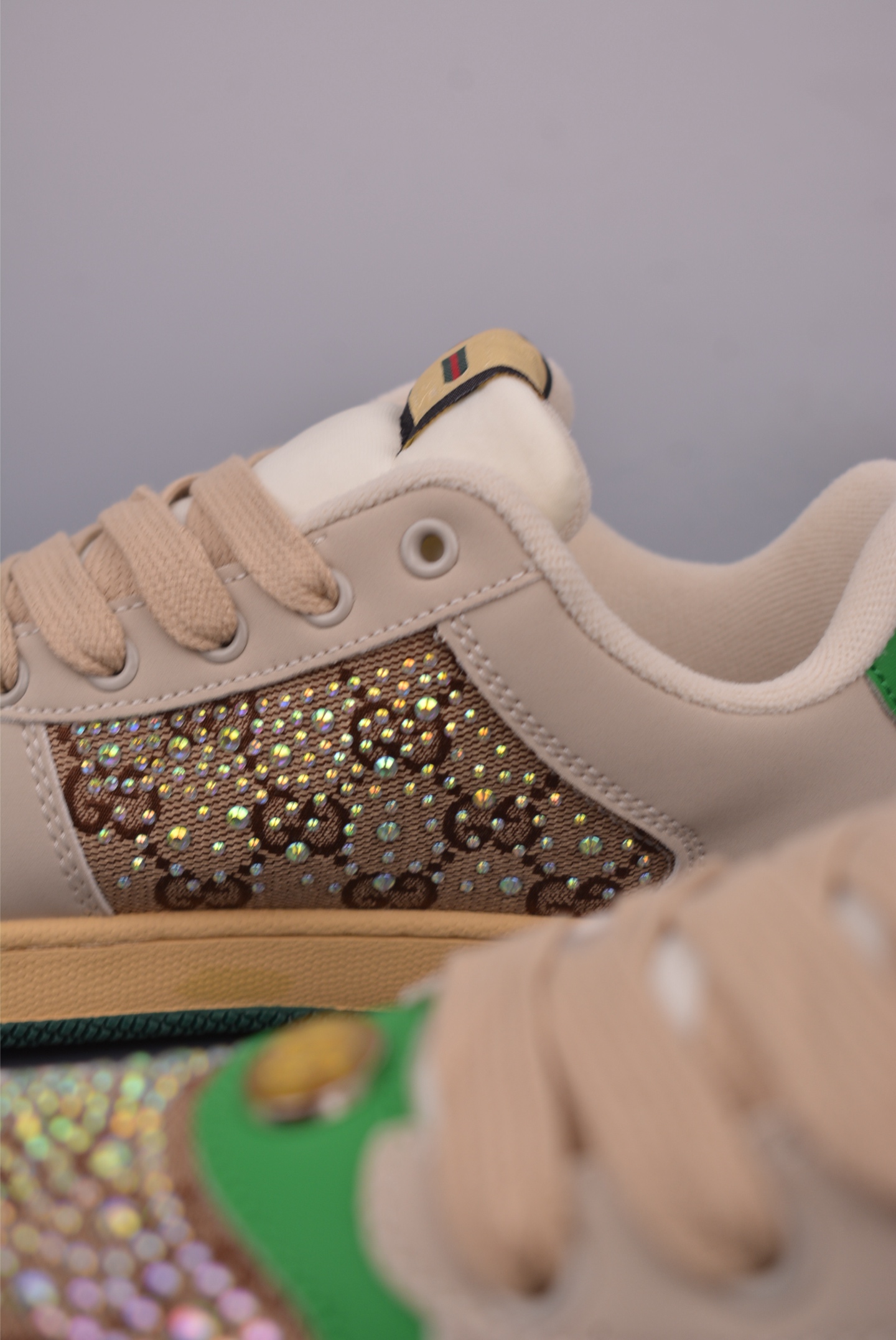 Gucci Men's Leather Sneakers with Geometric Pattern, Beige/Green, Size 36-44 8 i1749593688526 900 0 7
