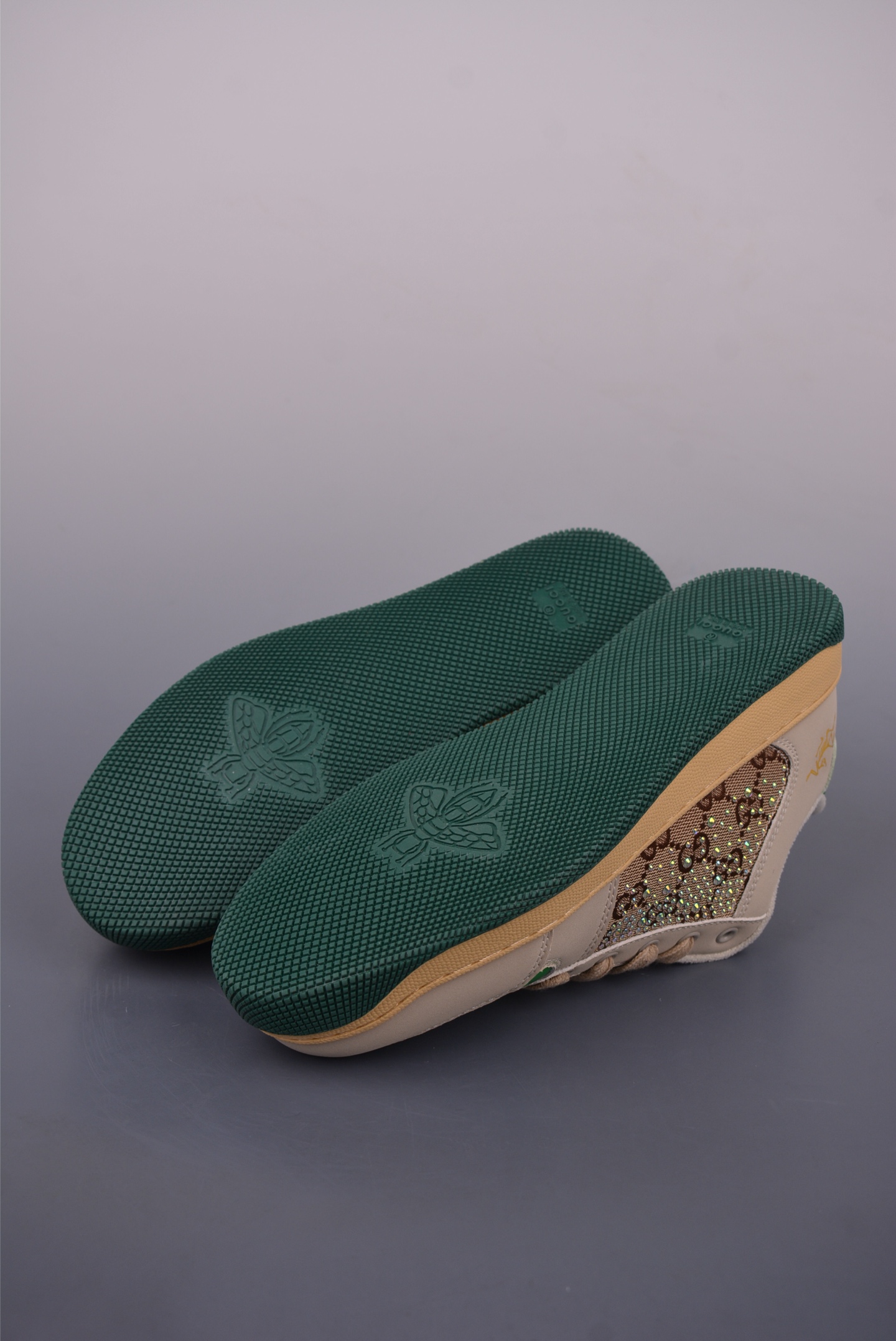 Gucci Men's Leather Sneakers with Geometric Pattern, Beige/Green, Size 36-44 3 i1749593688541 751 0 2