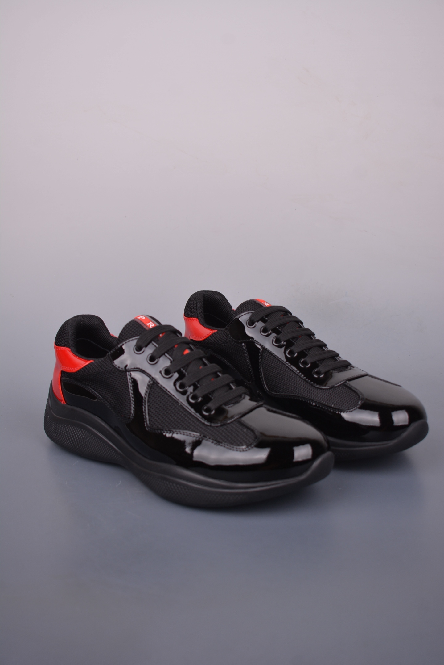Prada Trainer Sneakers in Black Patent Leather and Mesh - Comfortable Fit 1 i1750031027823 2400 0 0