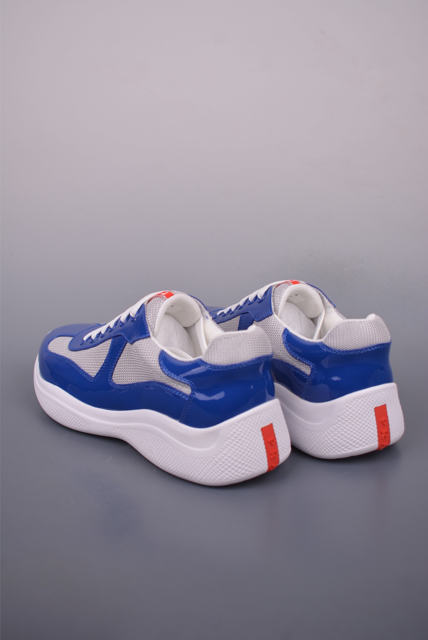 Prada Trainer Sneakers in Blue Leather and Mesh with White Rubber Sole 3 i1750031213353 6907 0 1