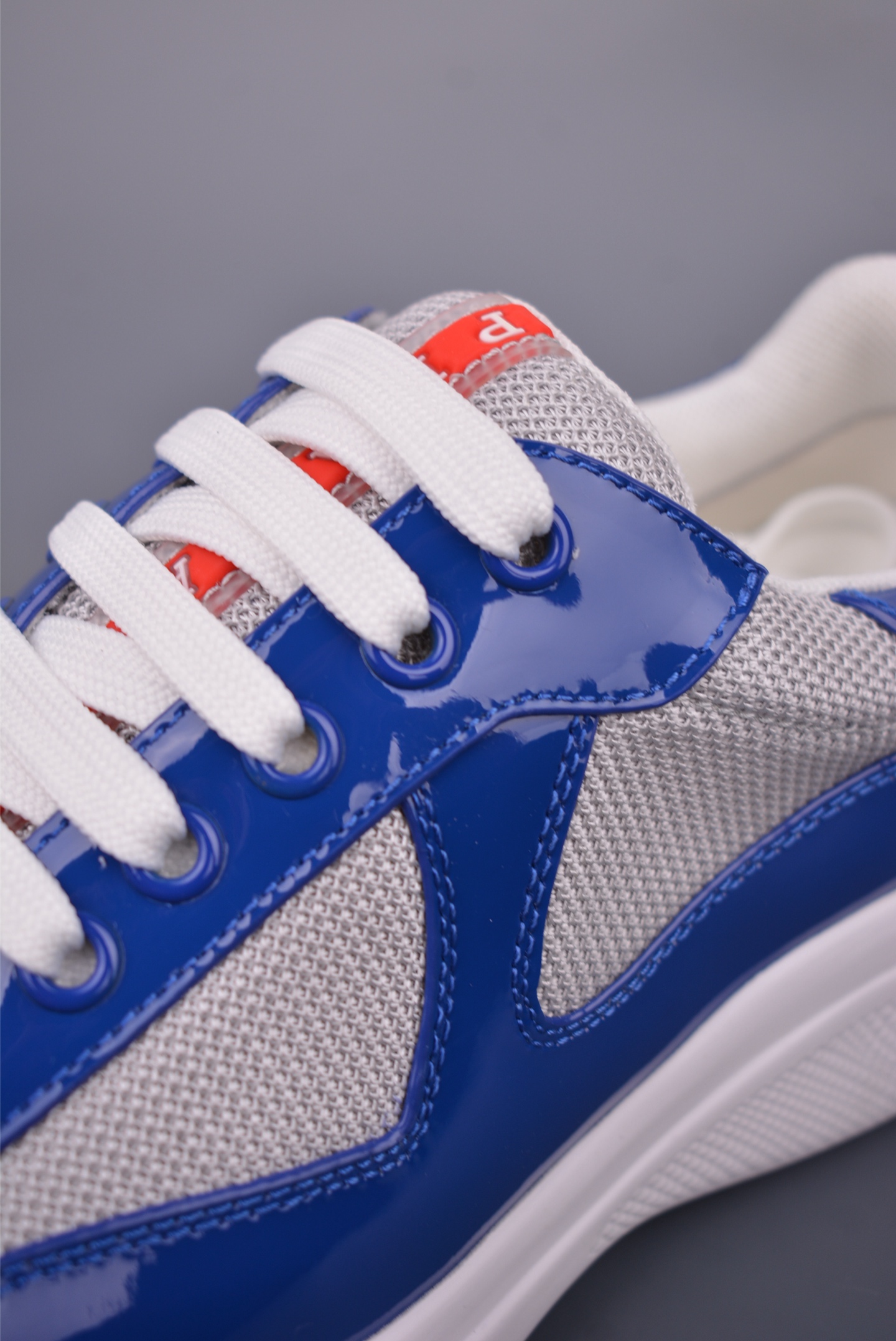 Prada Trainer Sneakers in Blue Leather and Mesh with White Rubber Sole 8 i1750031213380 985 0 6