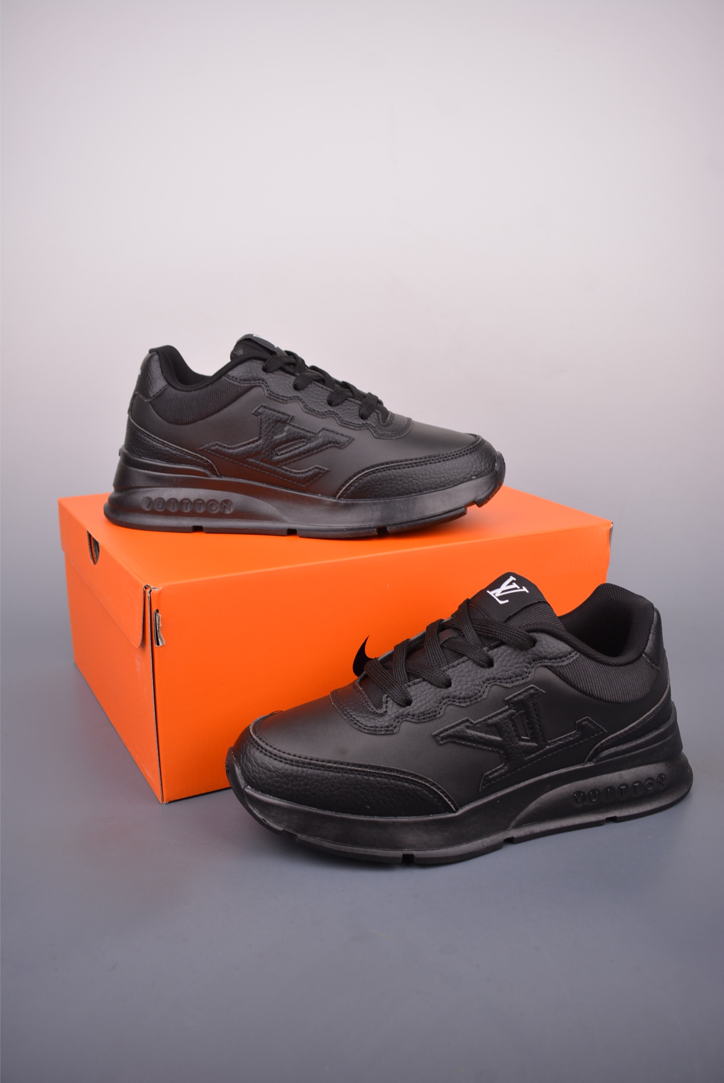 Louis Vuitton Trainer Sneaker Low Black Leather Casual Fashion Shoes 6 i1750201206235 6709 0 4