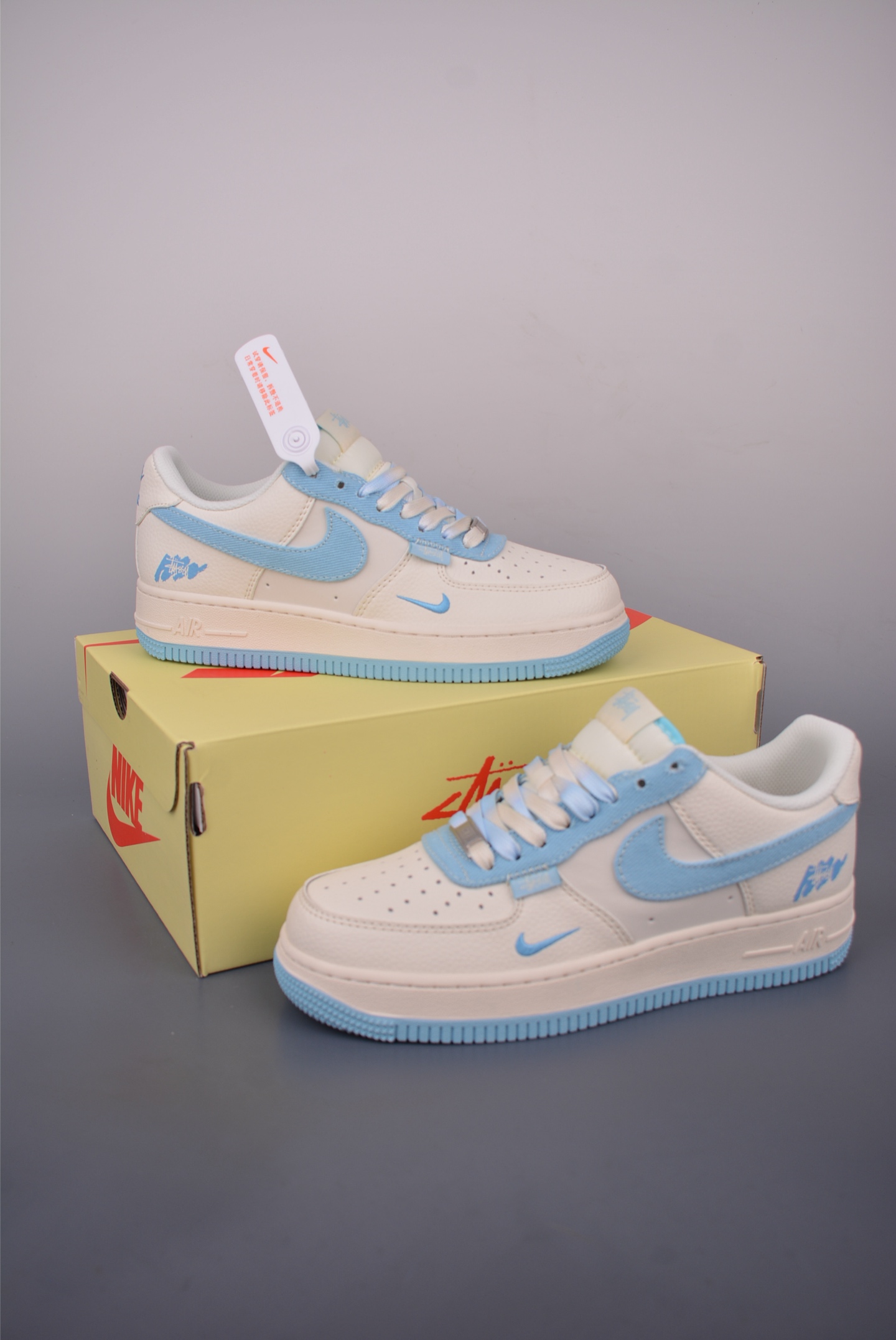 Nike Air Force 1 Low Stussy Cream Blue,Honeycomb Cushion,Men's/Women's Sizes 5 i1750289280838 4364 0 4