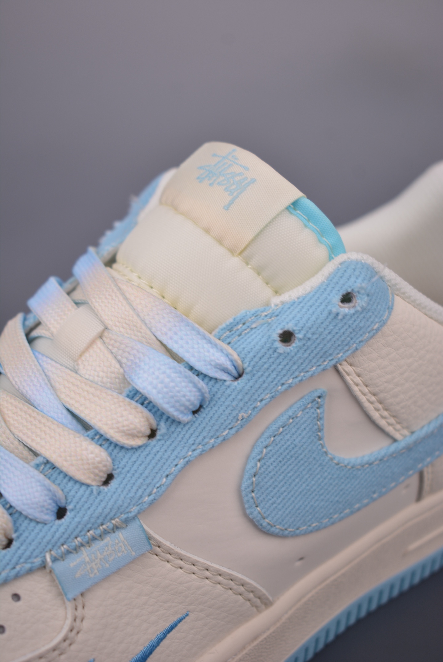 Nike Air Force 1 Low Stussy Cream Blue,Honeycomb Cushion,Men's/Women's Sizes 7 i1750289280862 1486 0 6