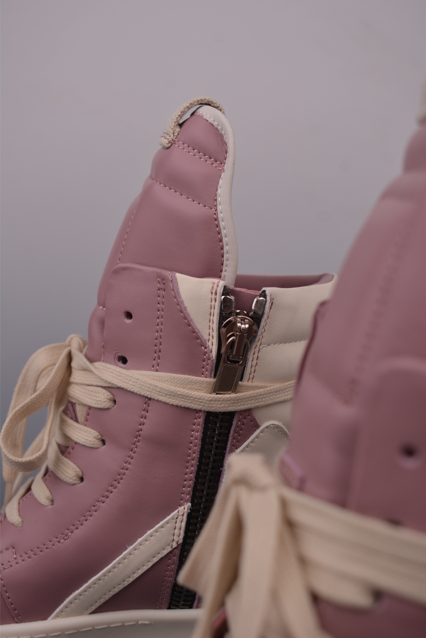 Rick Owens Pink Leather High-Top Sneakers with Signature Design and Thick Sole 8 i1750289923979 296 0 7