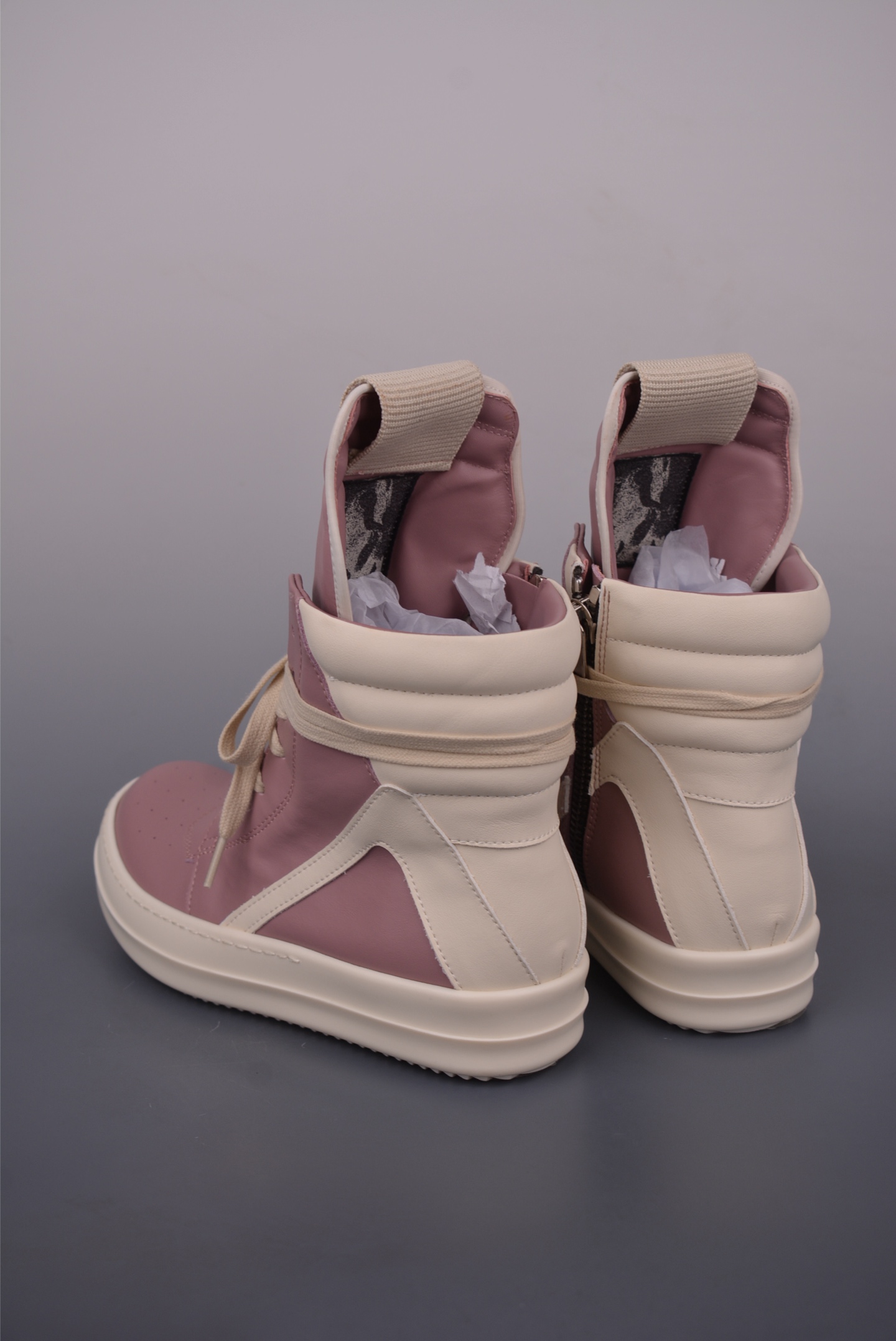 Rick Owens Pink Leather High-Top Sneakers with Signature Design and Thick Sole 2 i1750289928425 2540 0 1