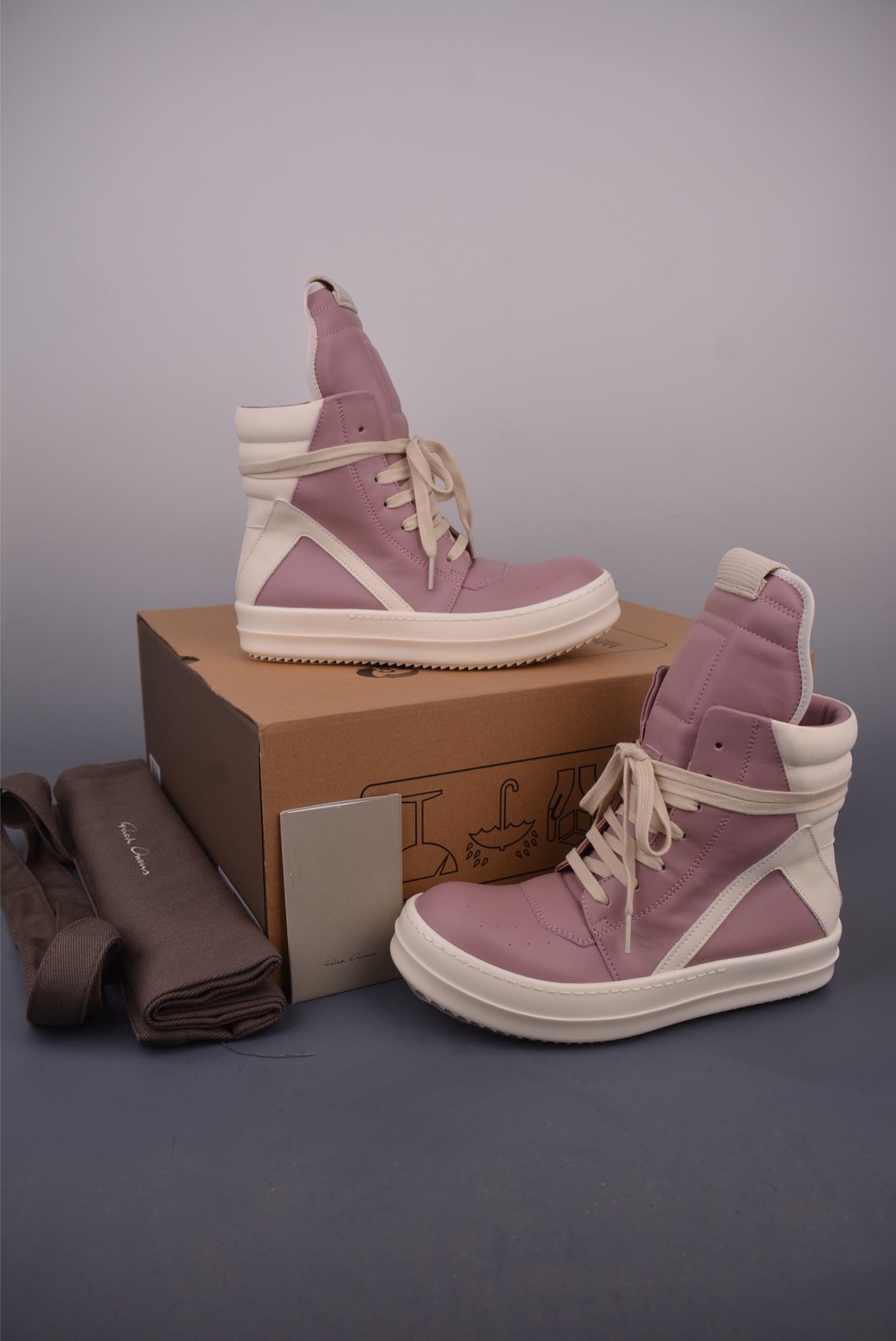 Rick Owens Pink Leather High-Top Sneakers with Signature Design and Thick Sole 5 i1750289928562 6983 0 4