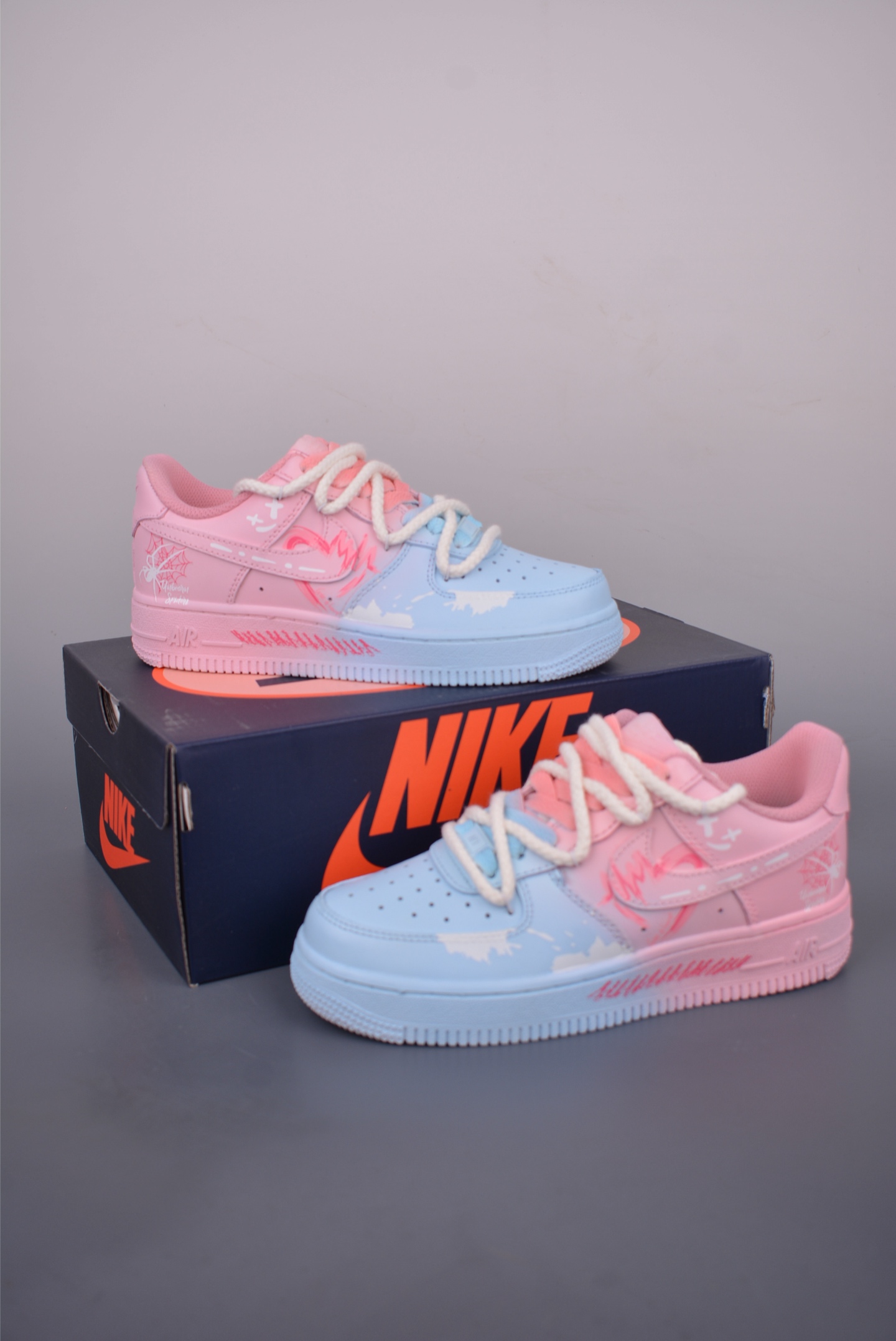 Nike Air Force 1 Low Pink Blue Spider Heart Shoes - Authentic Style 5 i1750716245134 7034 0 4