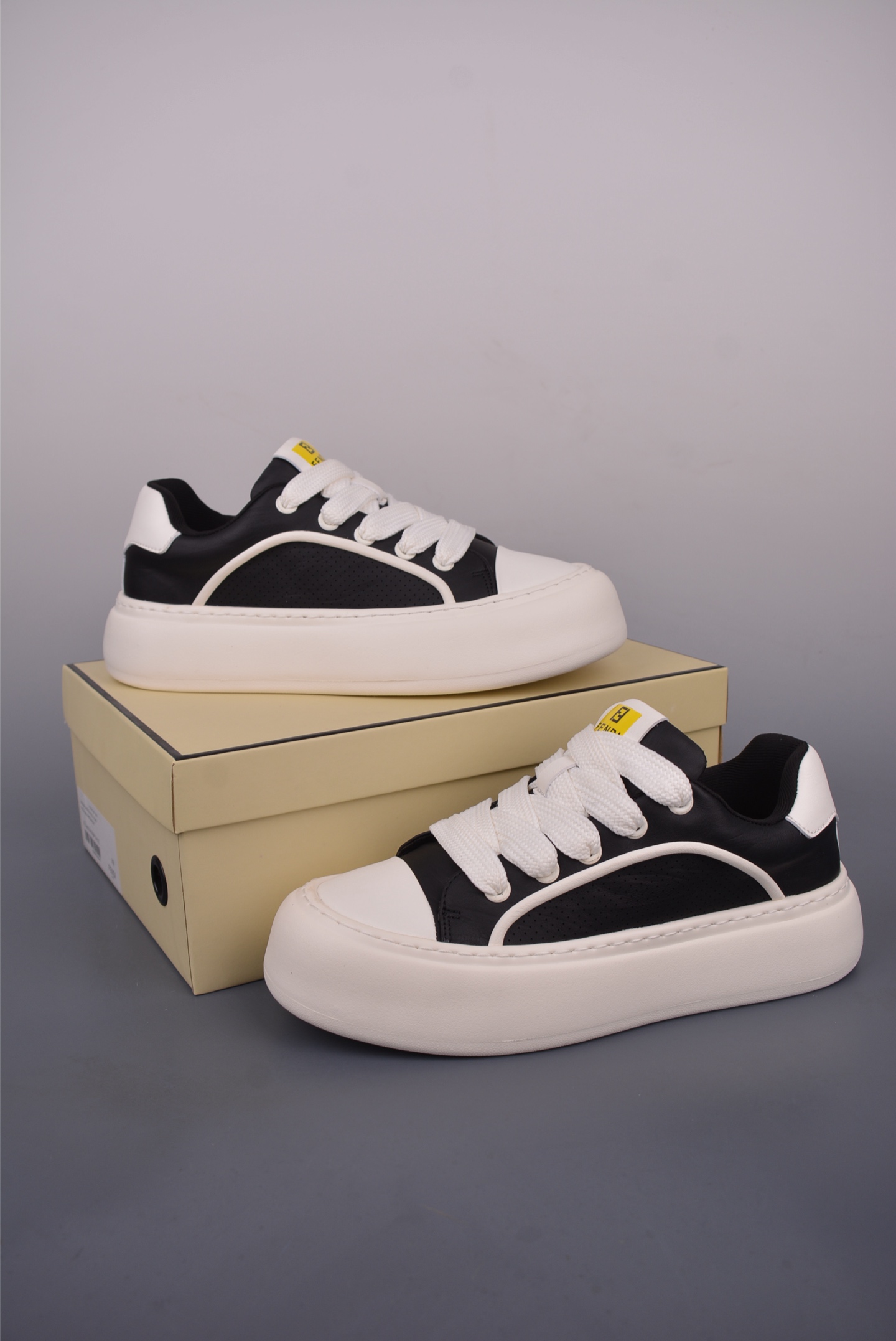 Fendi Men's Black & White Leather Low-Top Sneakers, Size 39-44 1 i1750802713555 6635 0 4