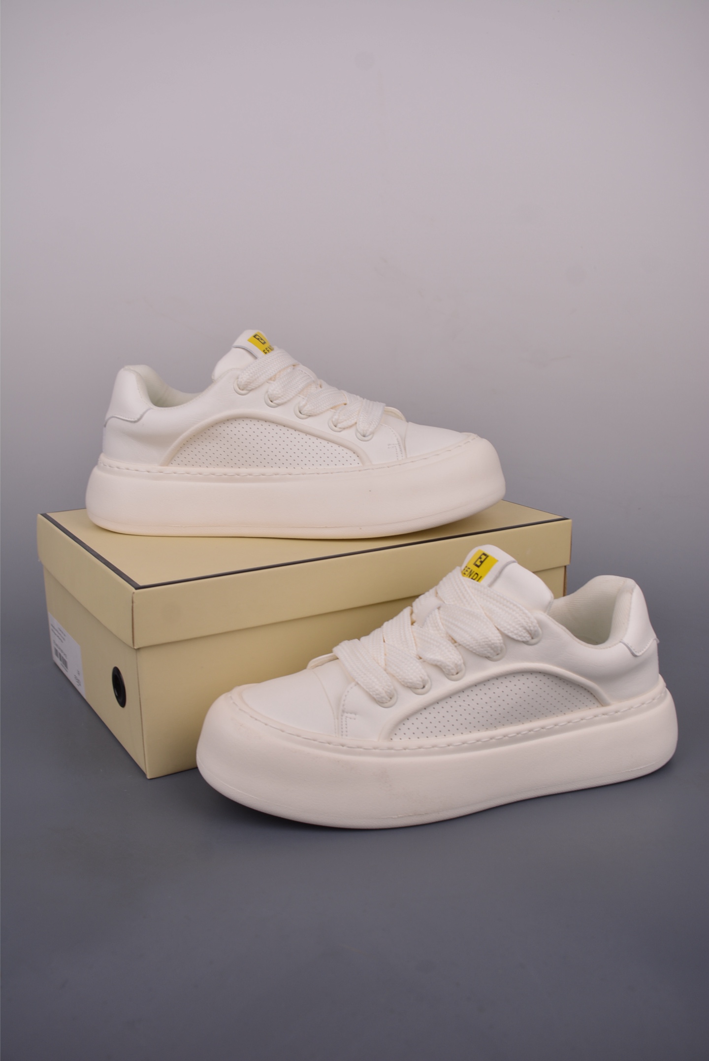 Fendi Men's Black & White Leather Low-Top Sneakers, Size 39-44 2 i1750802742406 4941 0 1