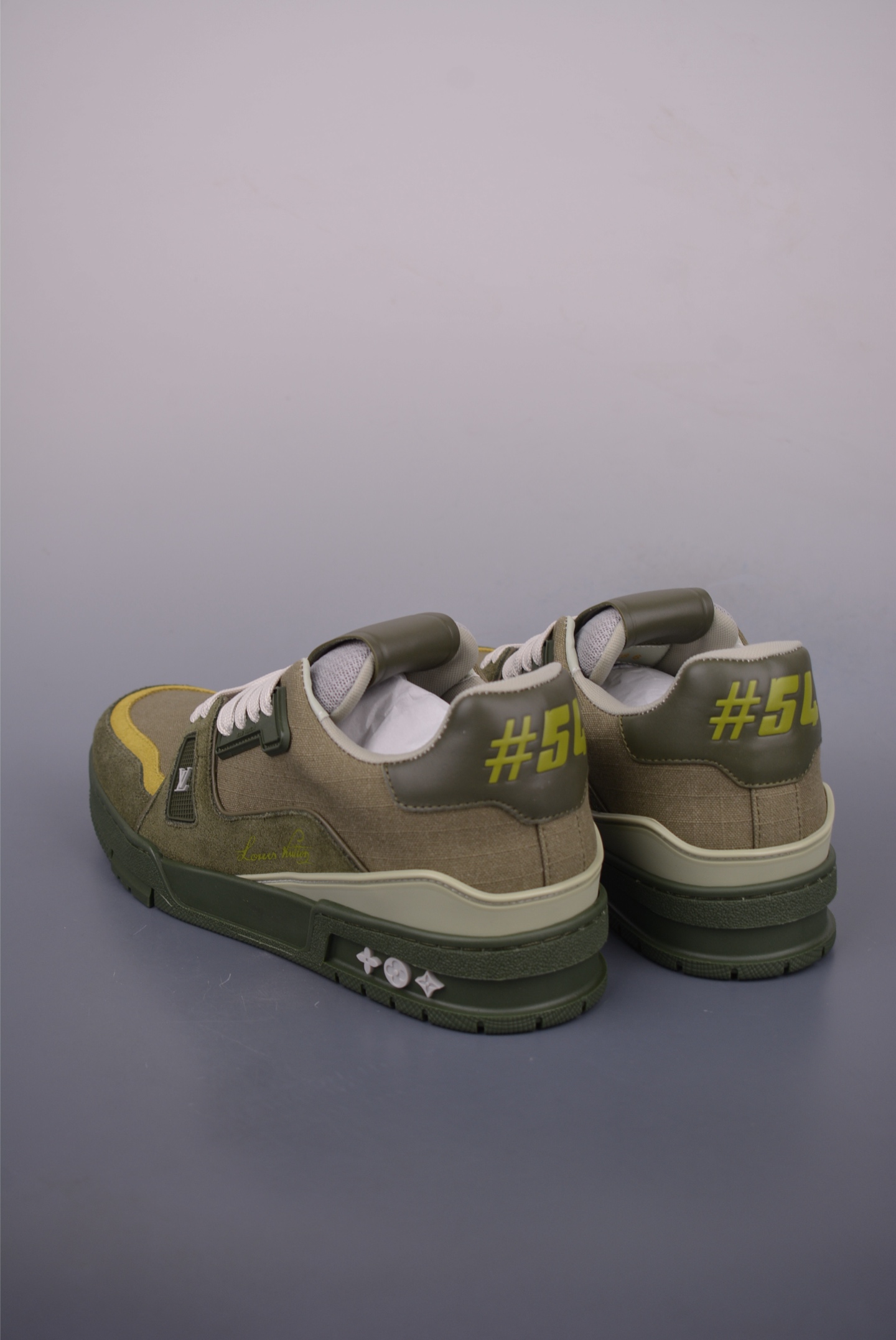 Louis Vuitton Trainer Low-Top Sneakers - Premium Leather, Olive Green 3 i1750804159614 8336 0 1