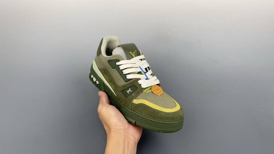Louis Vuitton Trainer Low-Top Sneakers Casual Shoes - Olive Green