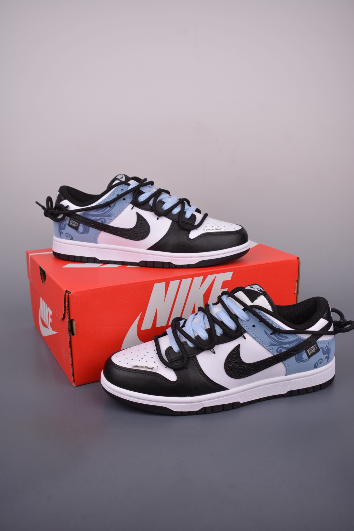 Nike SB Dunk Low Black White Blue with Embossed Design and Drawstring Laces 6 i1751149557302 199 0 4