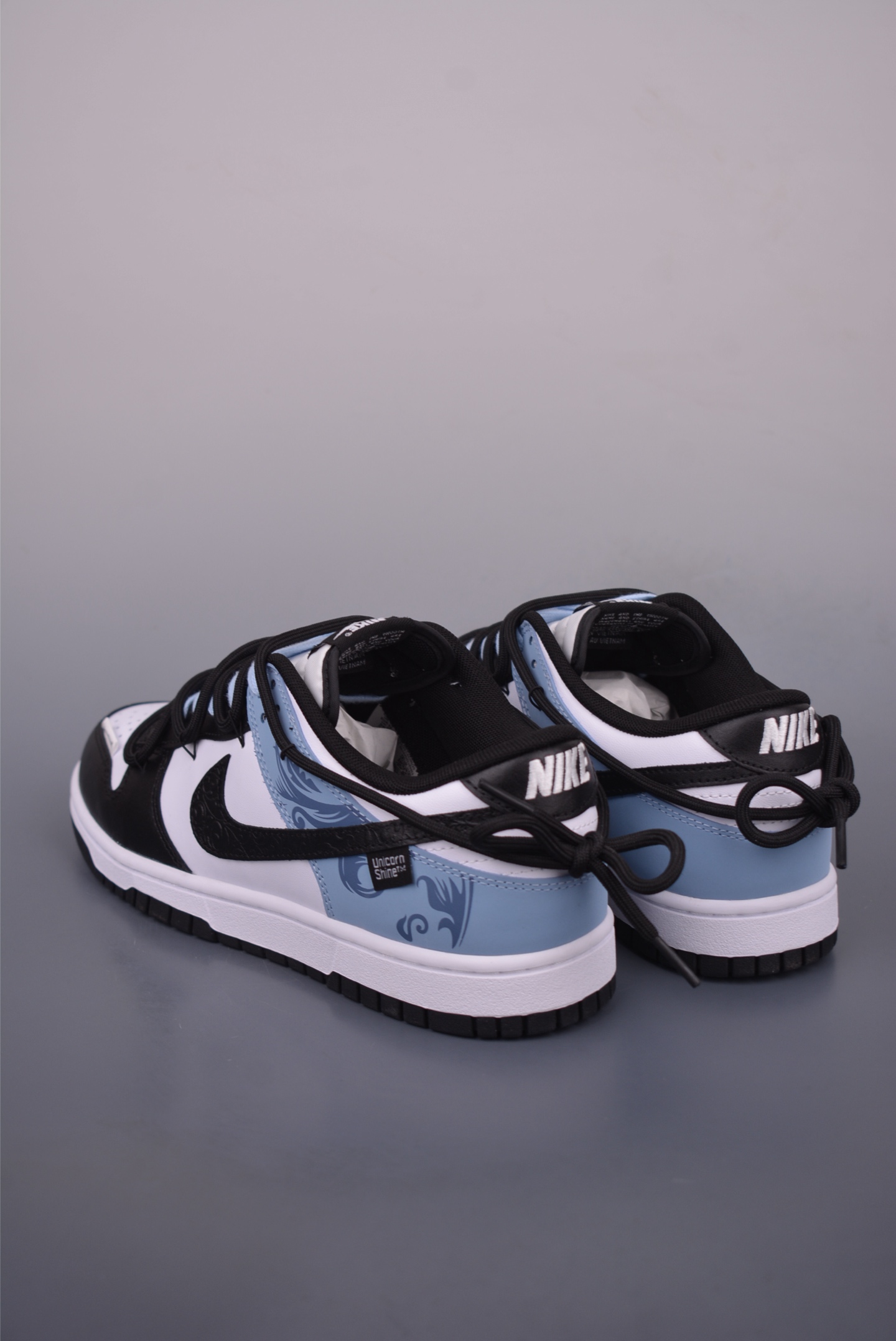 Nike SB Dunk Low Black White Blue with Embossed Design and Drawstring Laces 3 i1751149558752 2929 0 1