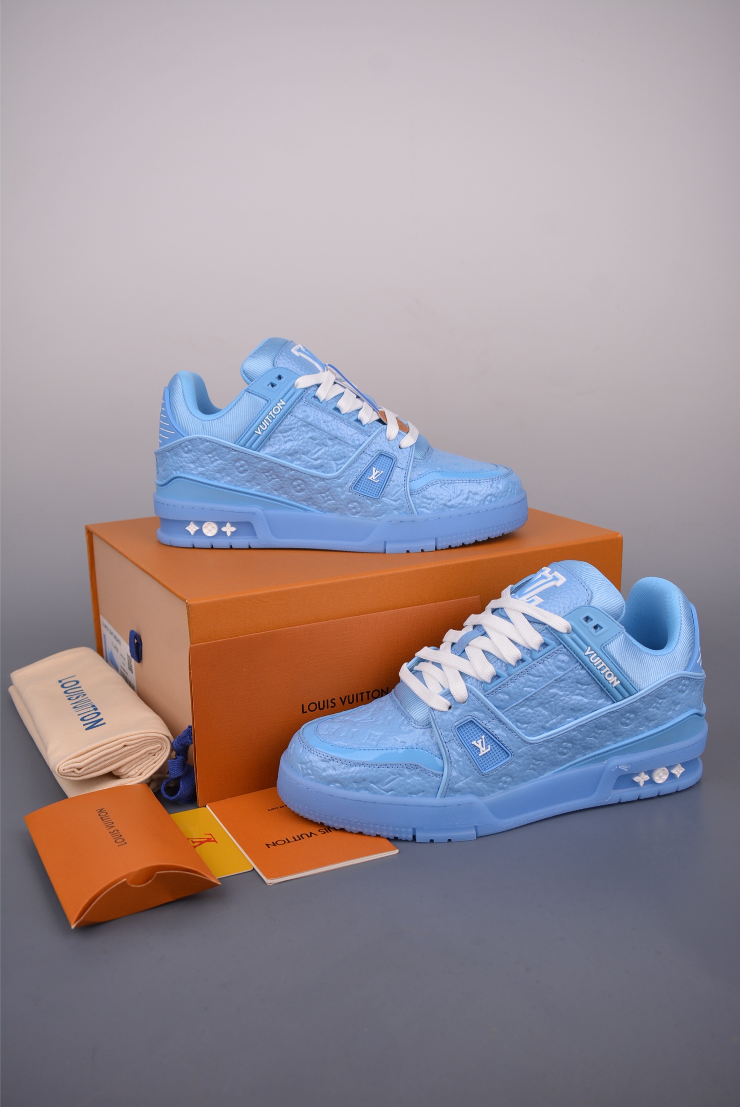 Louis Vuitton Trainer Sneaker Blue Leather Casual Shoes Low Top Sneakers 6 i1752087605896 4422 0 4