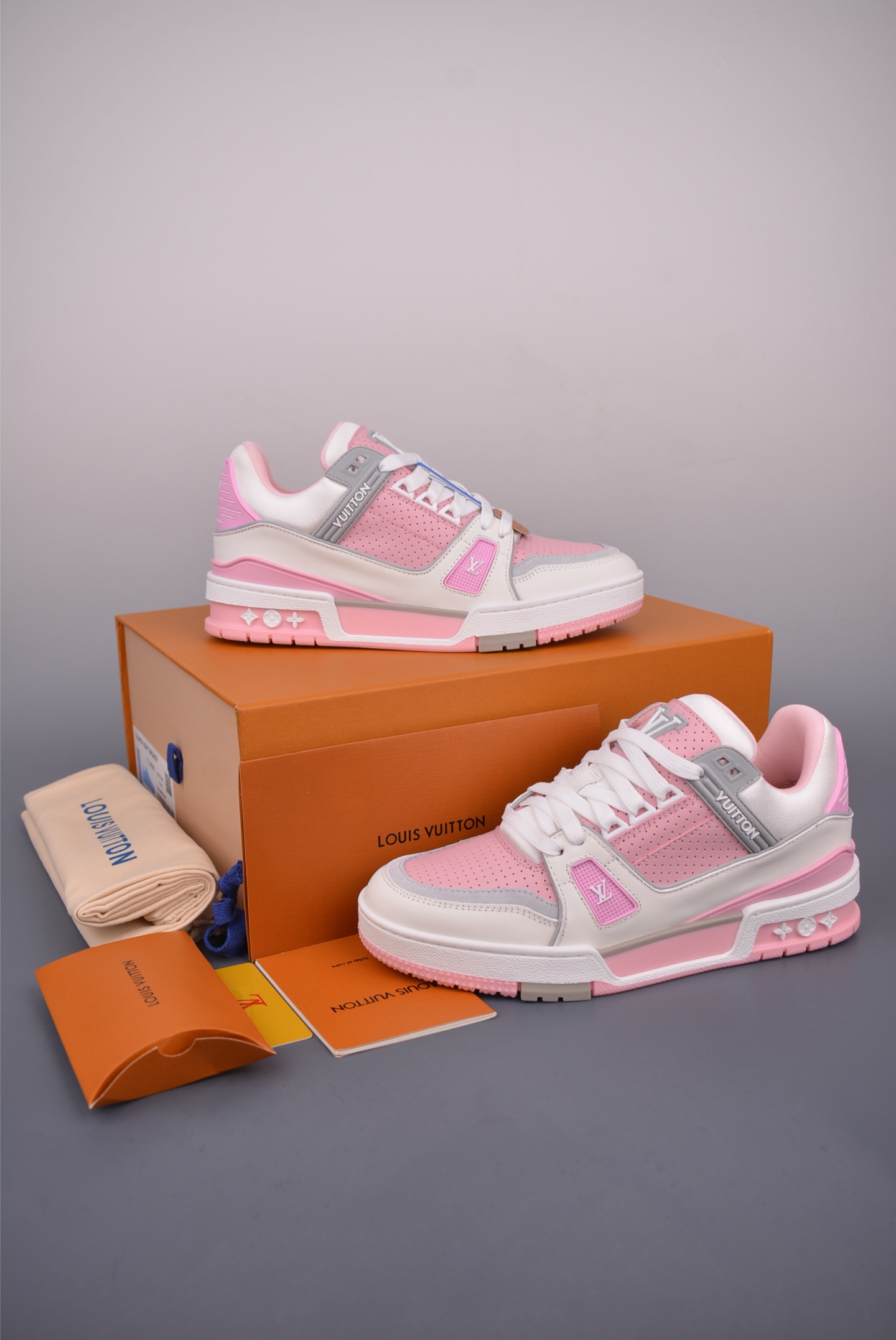Louis Vuitton Trainer Sneaker Pink Leather, Comfortable & Stylish Shoes 6 i1752087648630 8301 0 4
