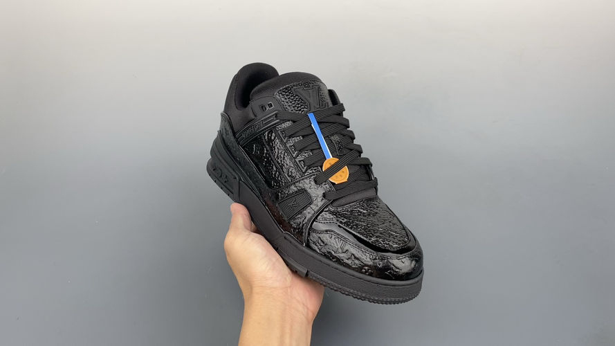 Louis Vuitton Trainer Sneaker - Low Top, Casual, Black Leather