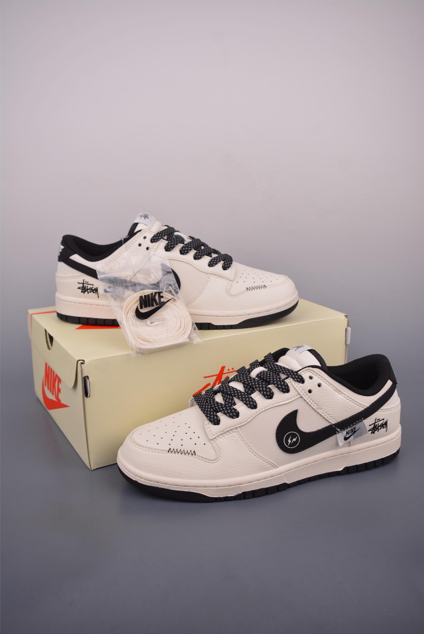 Nike SB Dunk Low Stussy Cream Black Sneakers Fashionable Casual Shoes 6 i1752530634391 9584 0 4