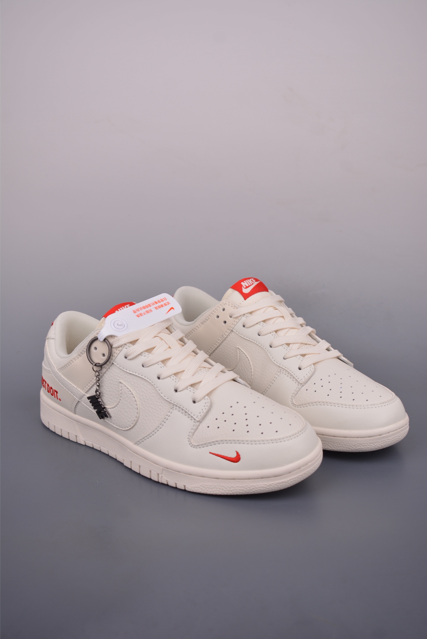 Nike SB Dunk Low Just Do It Premium Leather Sneakers - Cream White/Red 1 i1752792110594 8779 0 0